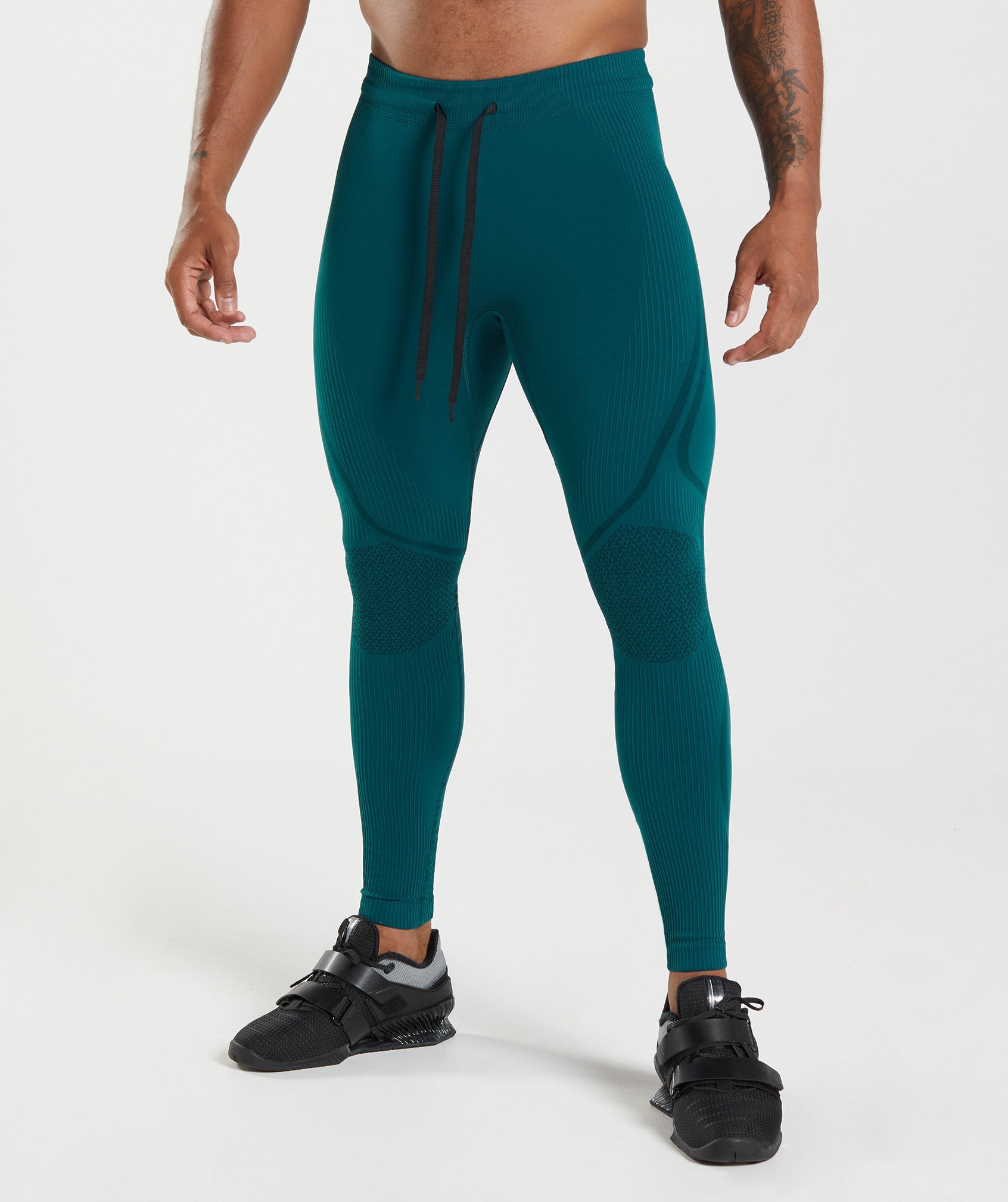 Turquoise / Black Men's Gymshark 315 Seamless Tights Leggings | ELXVTN-215