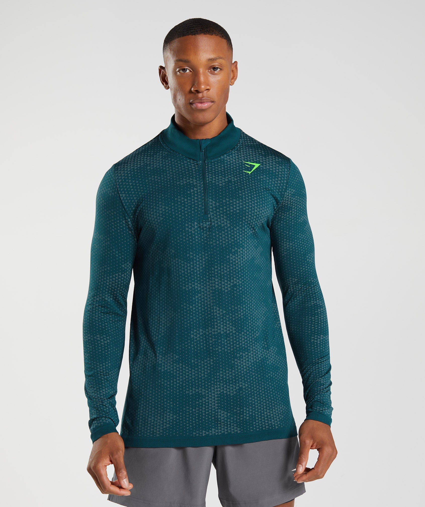 Turquoise / Blue Men's Gymshark Sport Seamless 1/4 Zip Tops | JXWHUS-938