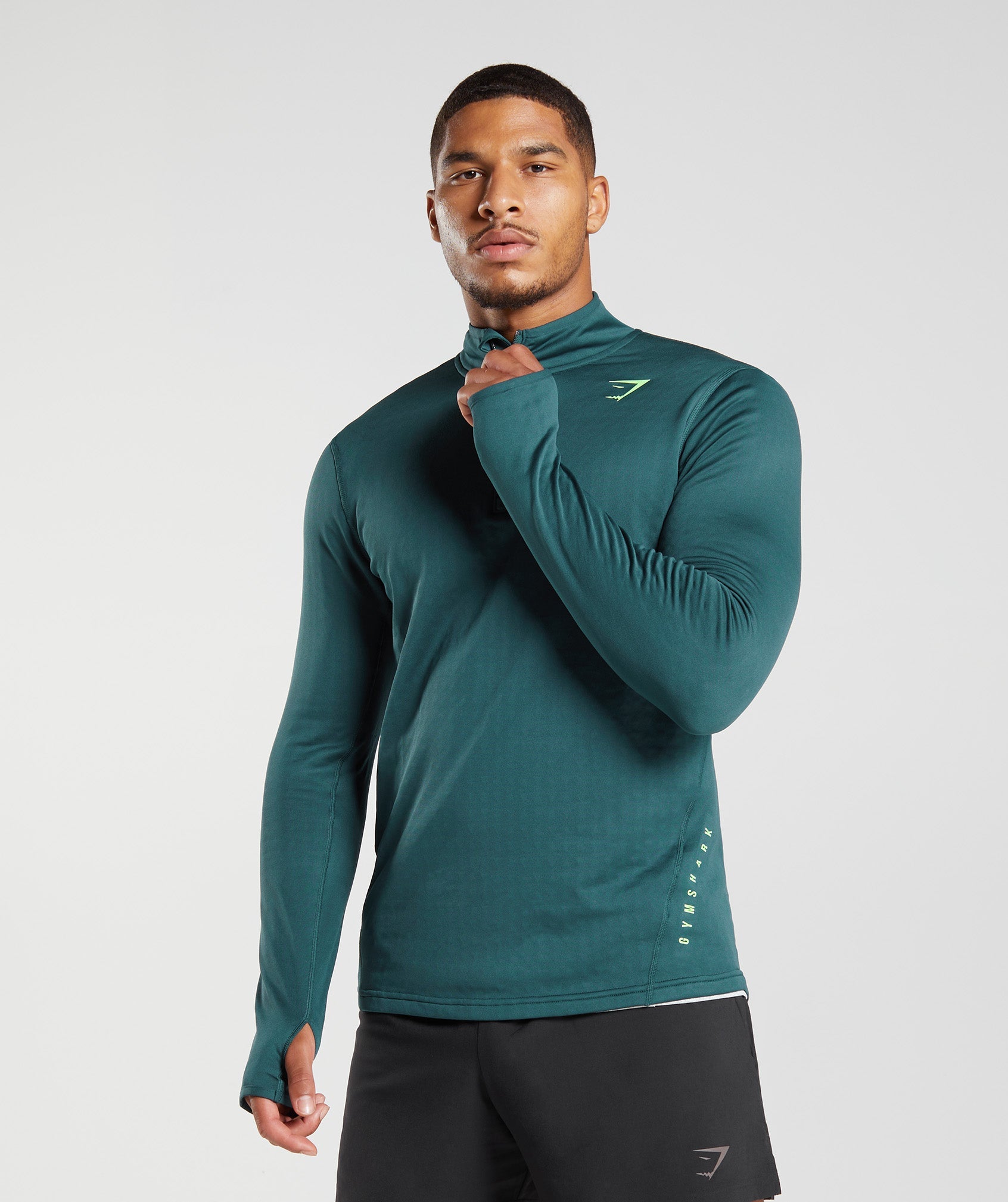 Turquoise Men's Gymshark Sport 1/4 Zip Tops | LBGPVX-167