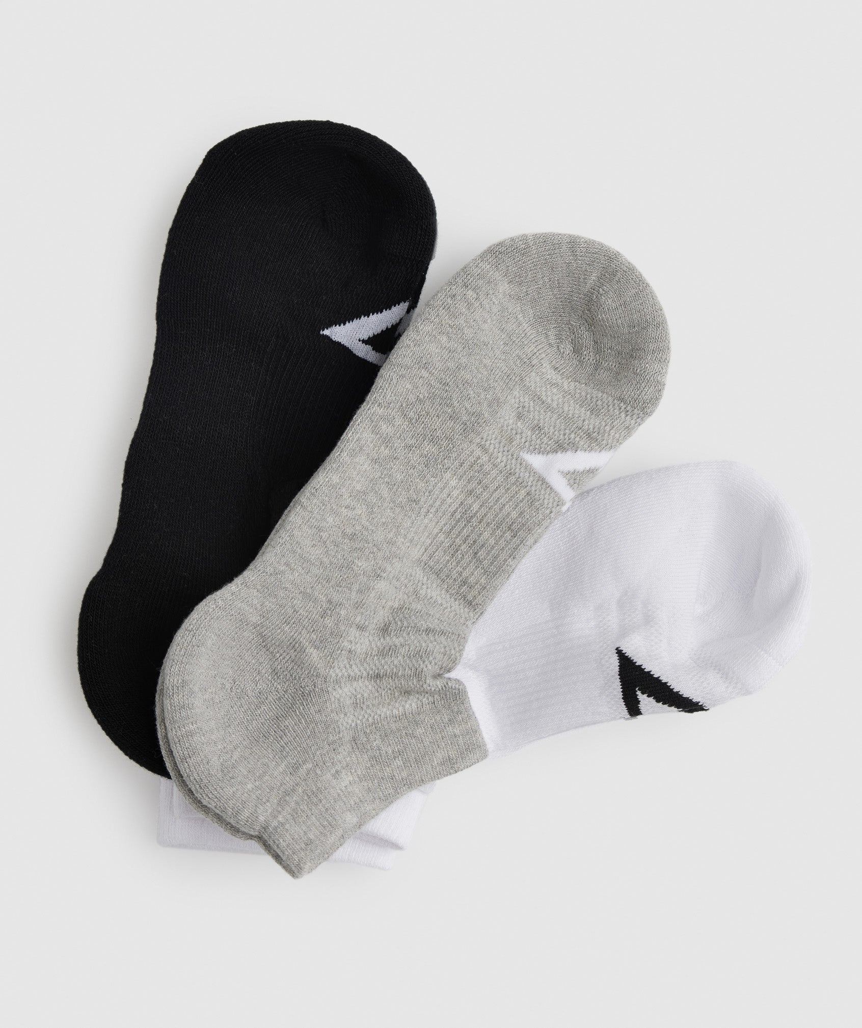 White / Light Grey / Black Men's Gymshark Ankle 3pk Socks | LVIKTO-328