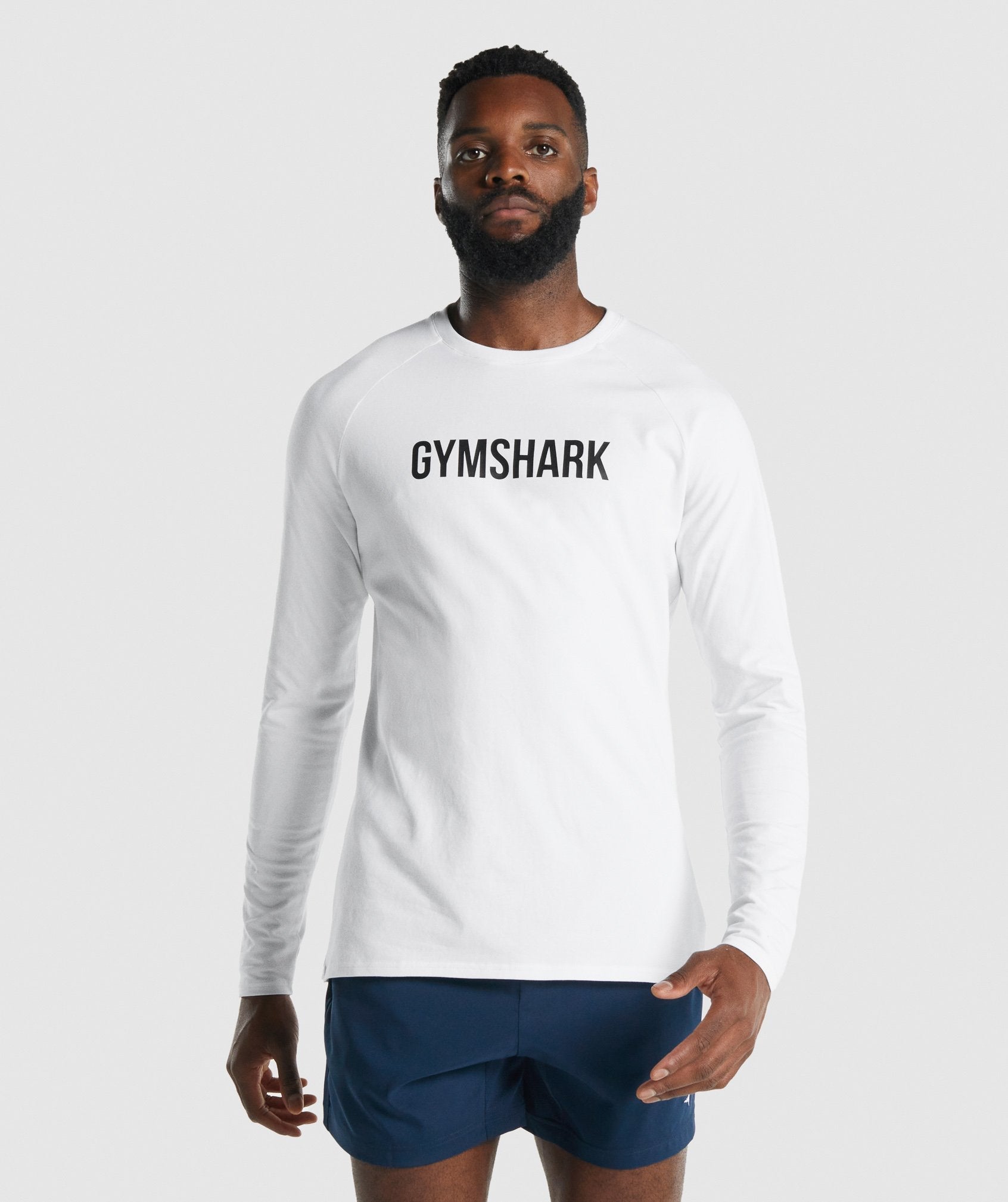 White Men's Gymshark Apollo Long Sleeve T Shirts | AQYULP-039