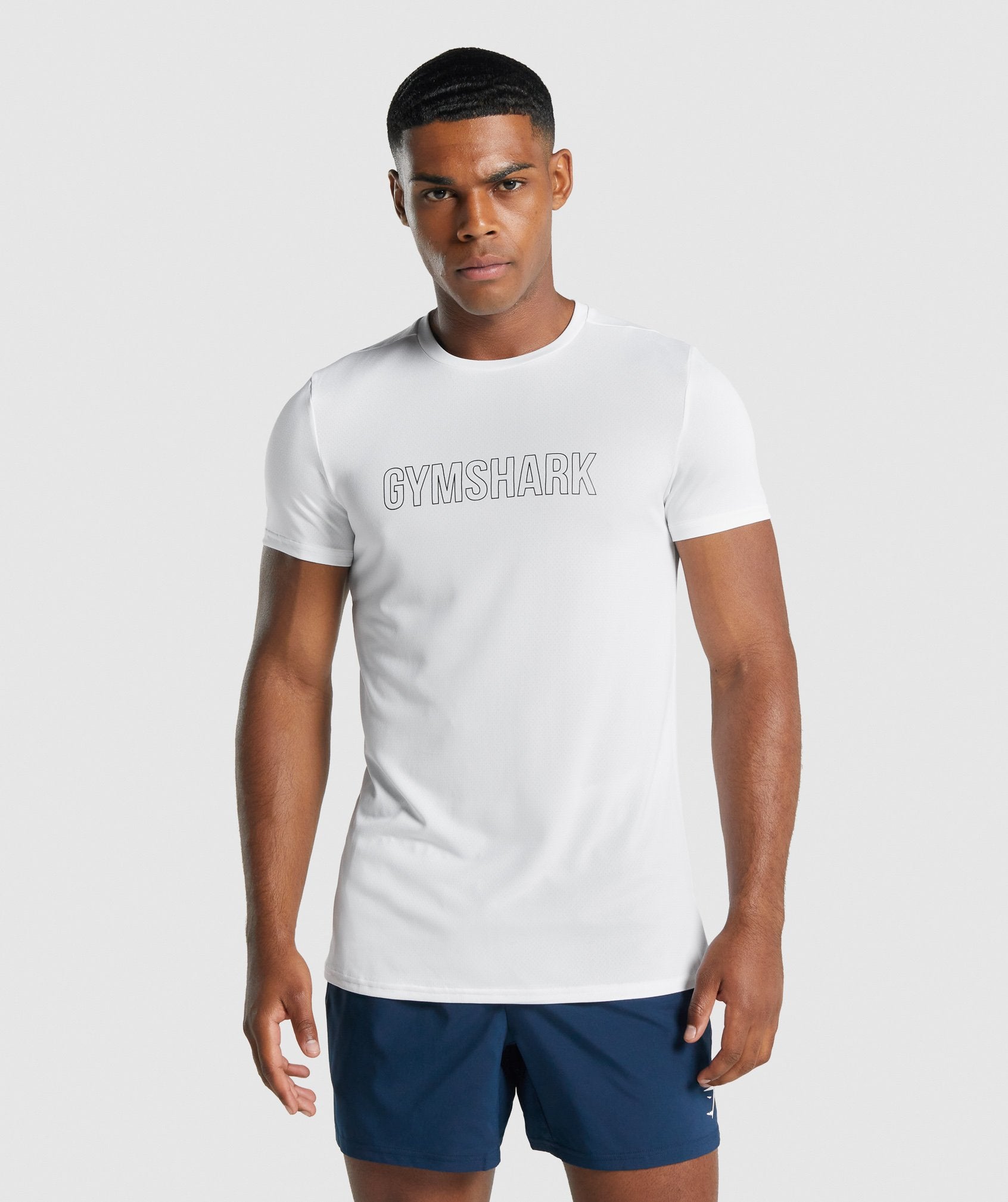 White Men's Gymshark Arrival Graphic T Shirts | EJZTHY-065