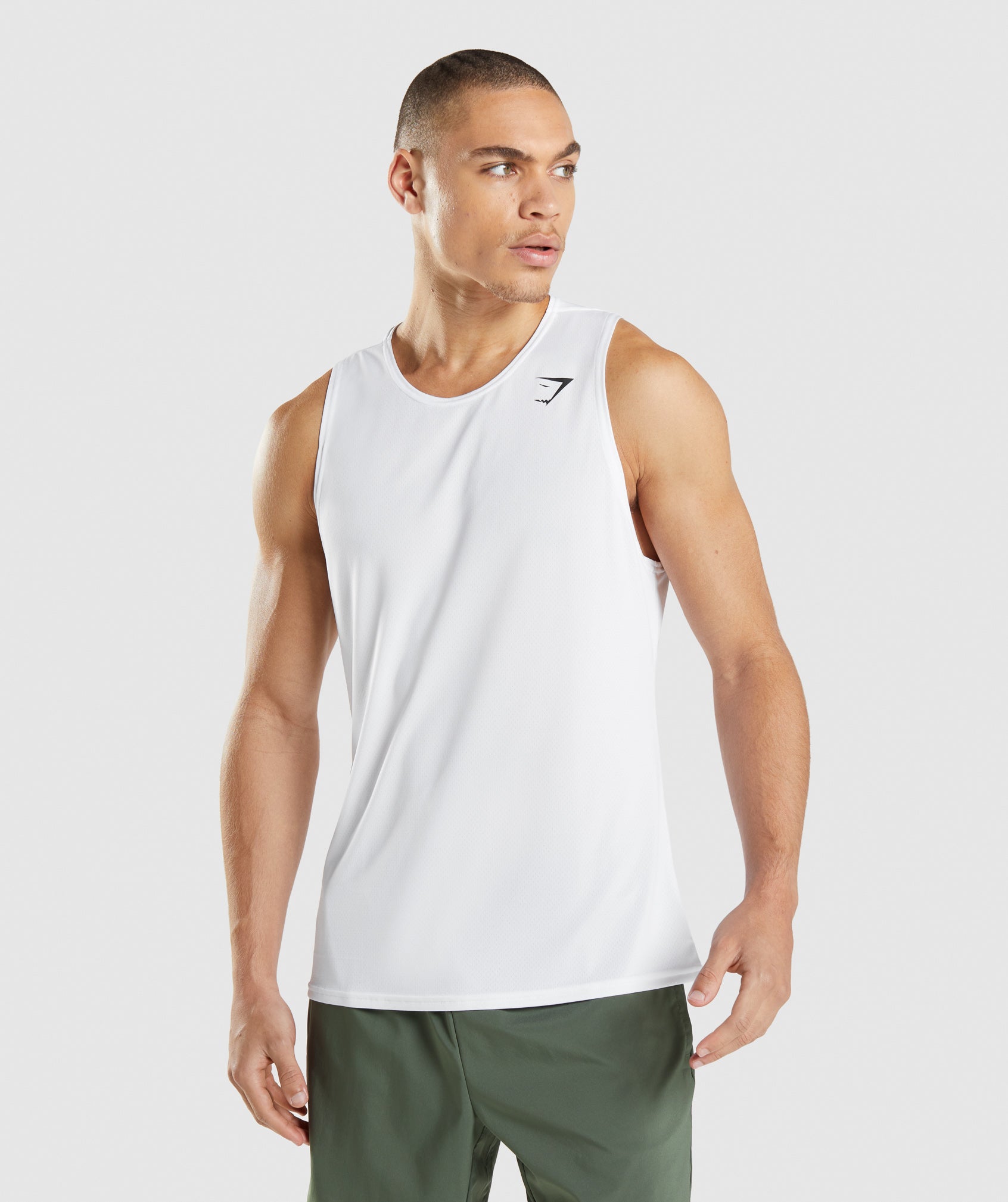 White Men's Gymshark Arrival Tanks | TKGZNH-714