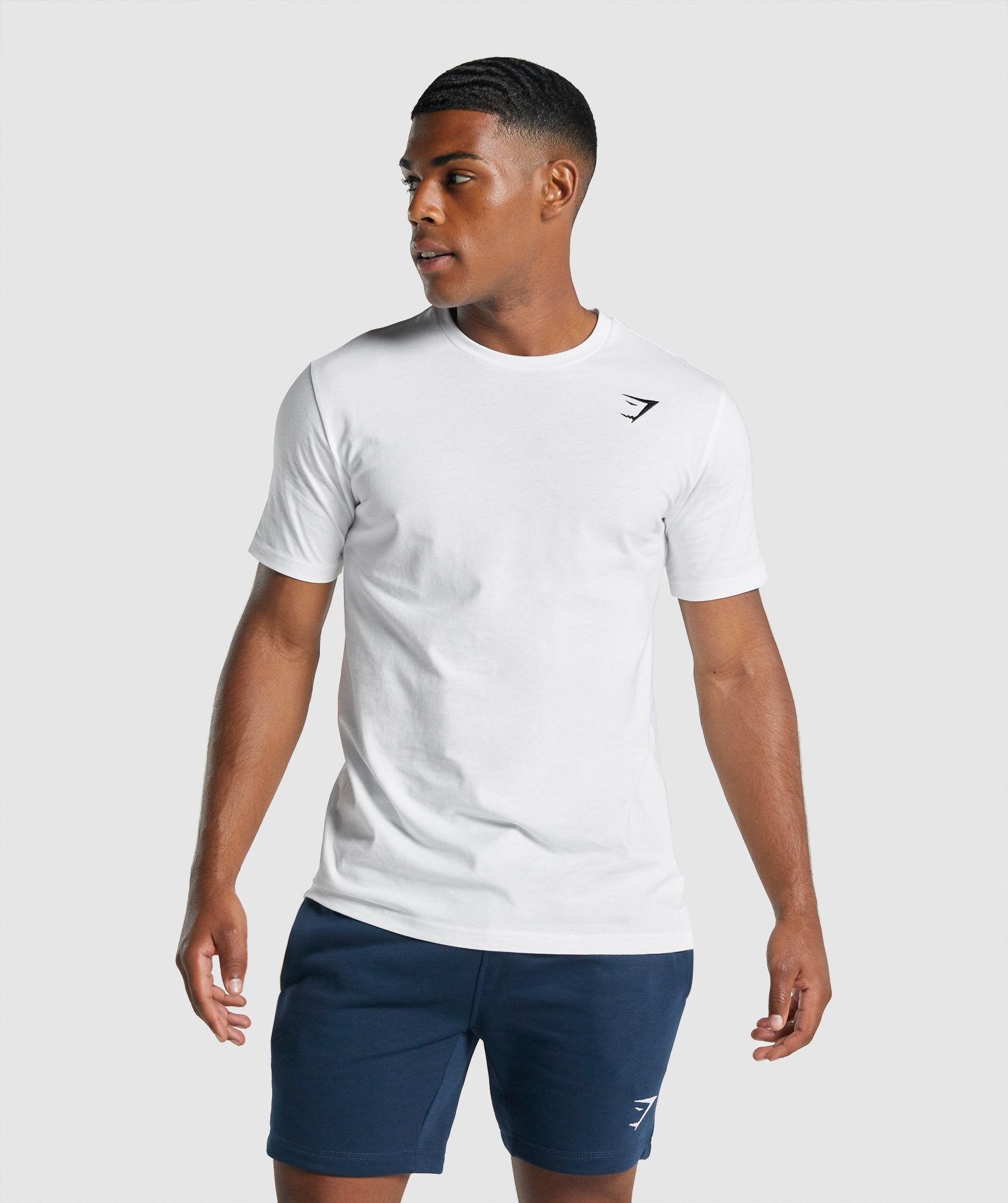 White Men's Gymshark Crest T Shirts | WFJMLY-860