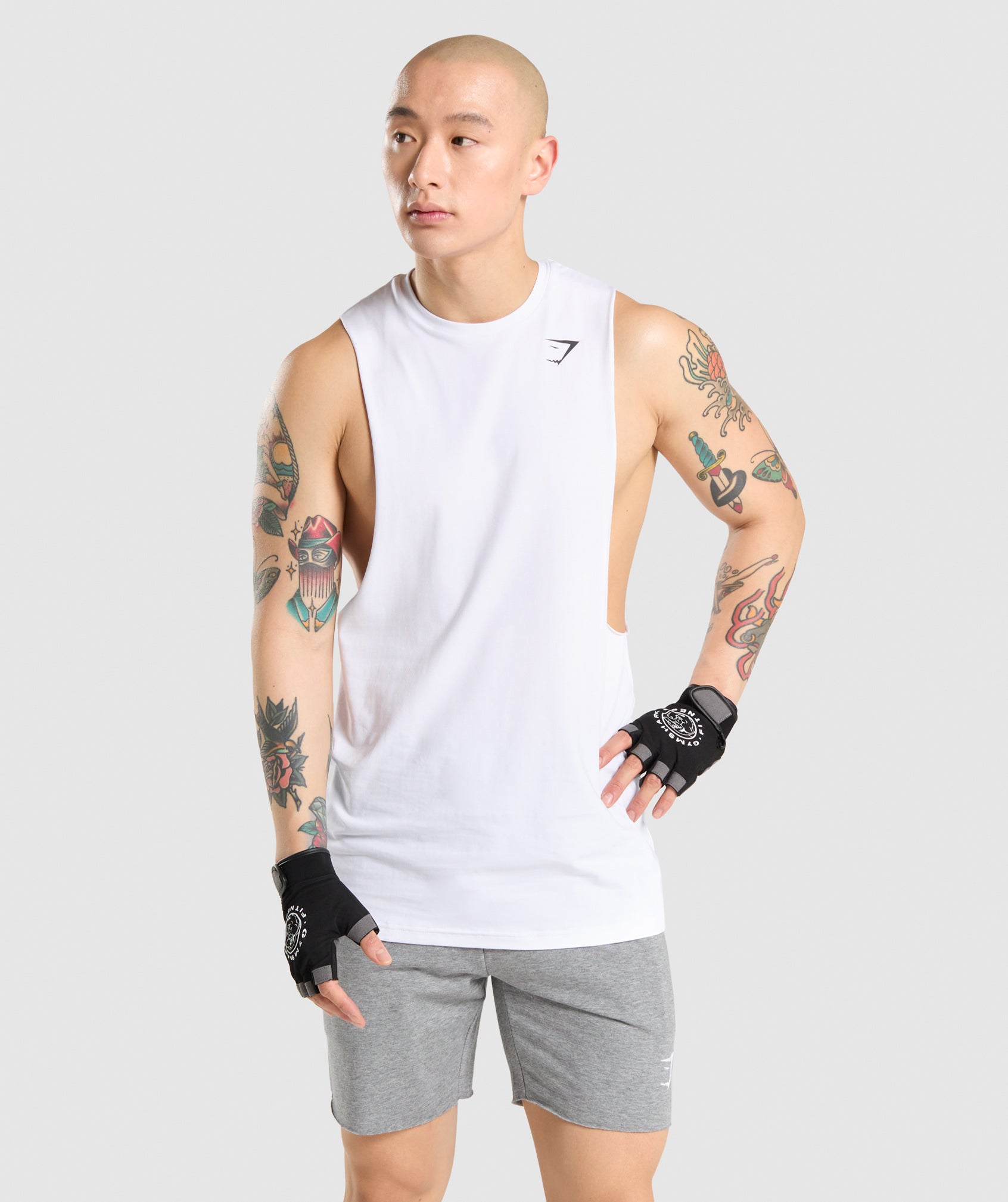 White Men's Gymshark Critical Drop Arm Tanks | UPCIQY-015