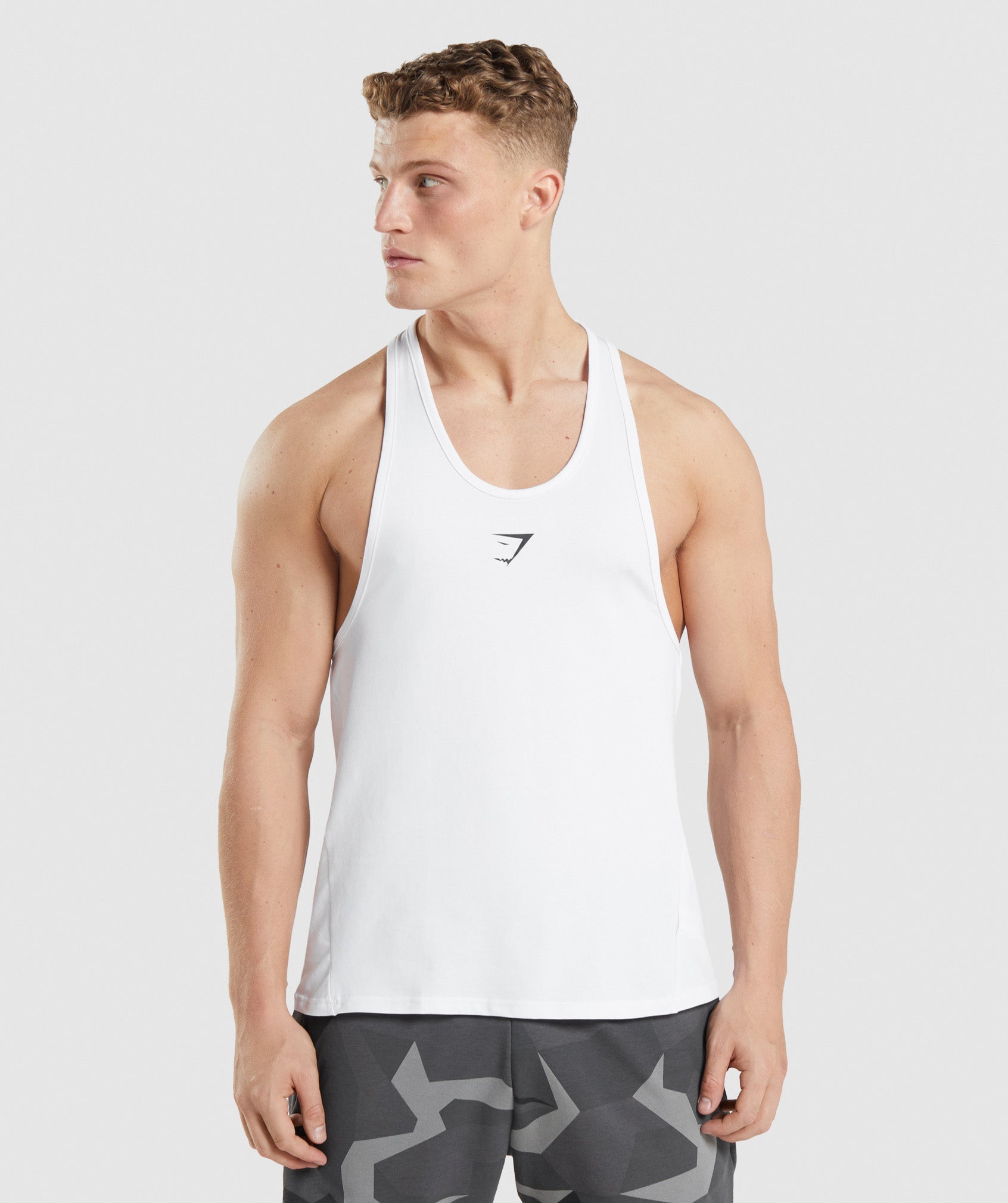 White Men's Gymshark Critical Stringer Vest | BGCAUI-149