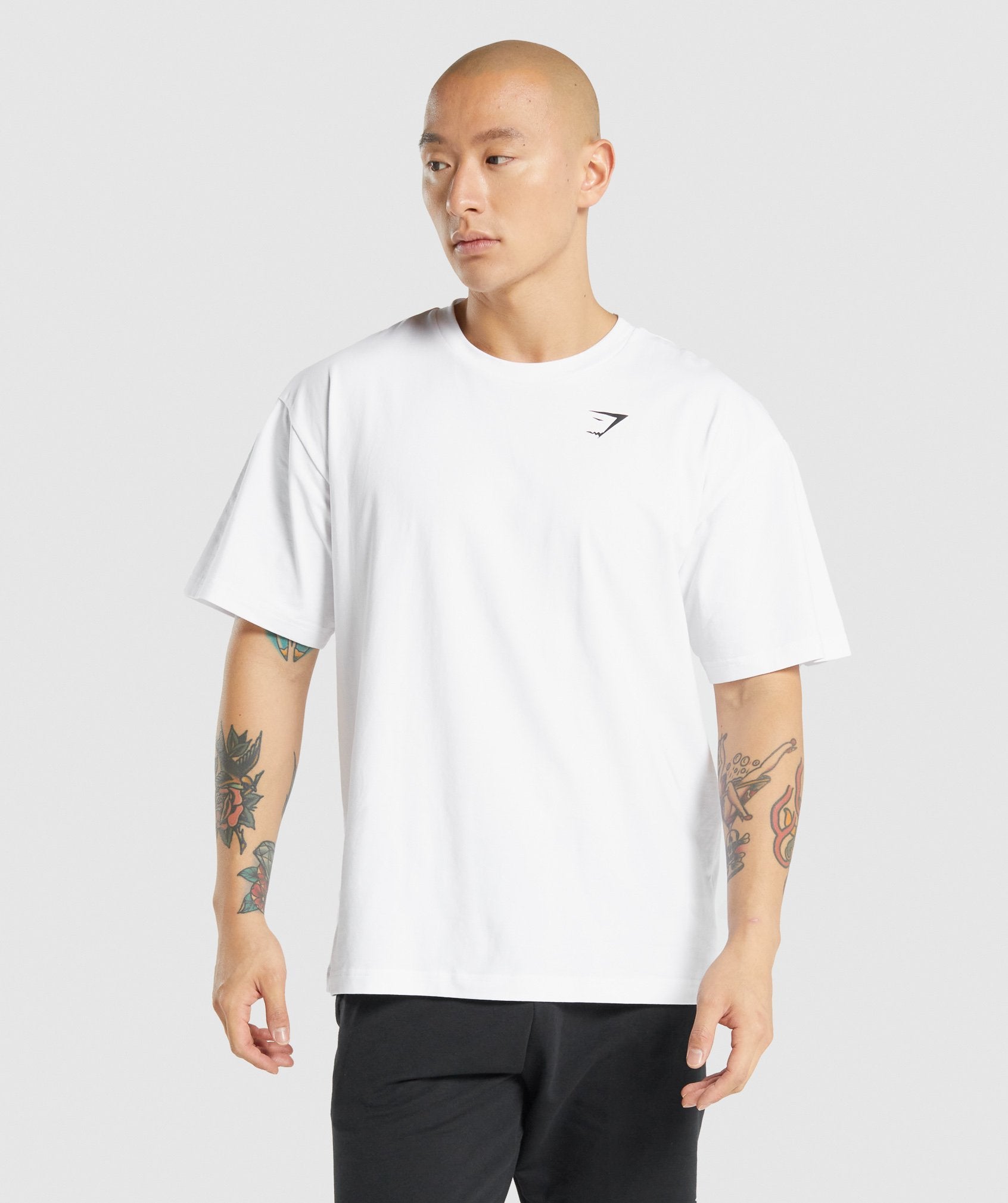 White Men's Gymshark Essential Oversized T Shirts | ALHWMT-683