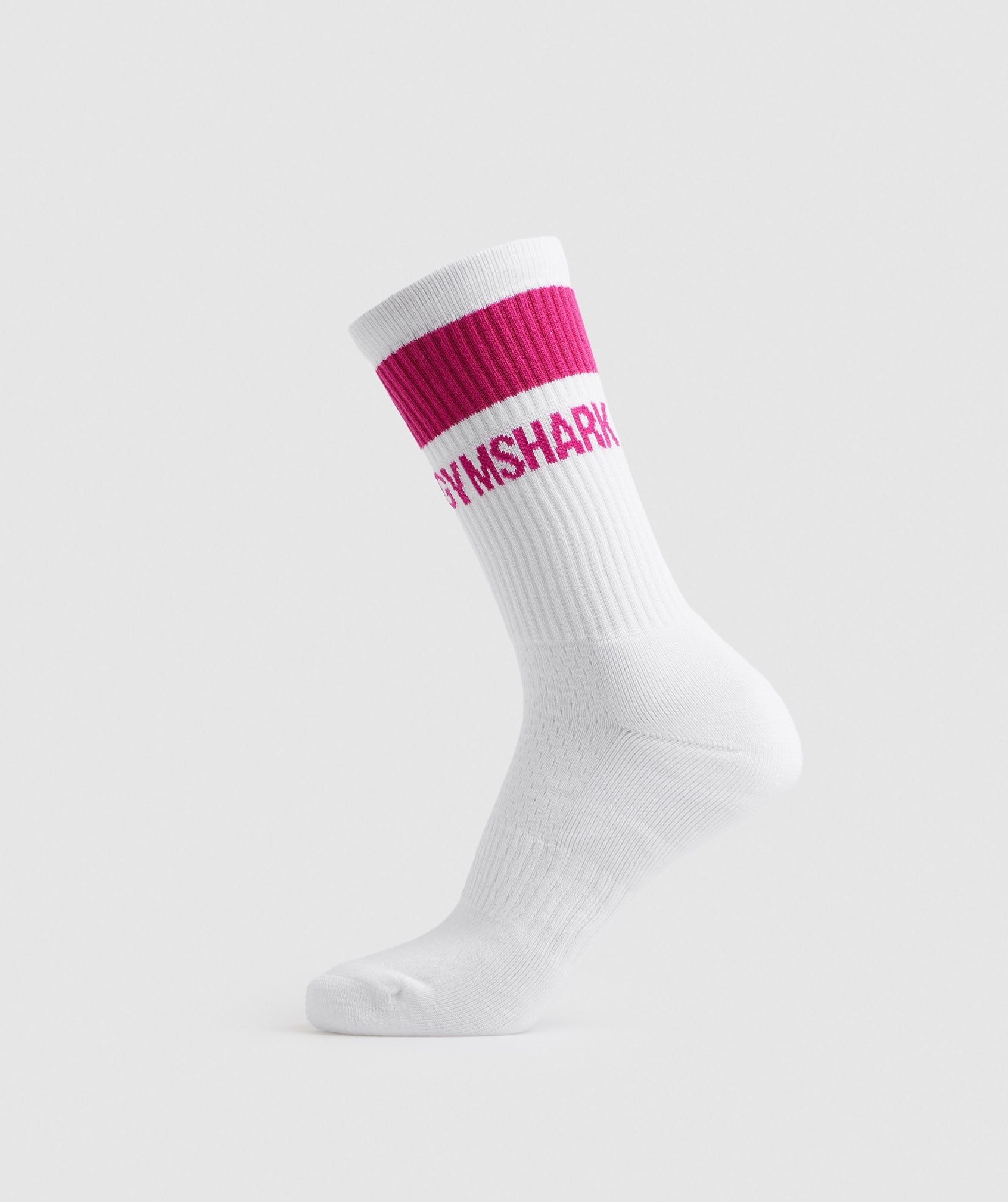 White / Pink Women's Gymshark Premium Jacquard Single Socks | ZXROHC-065