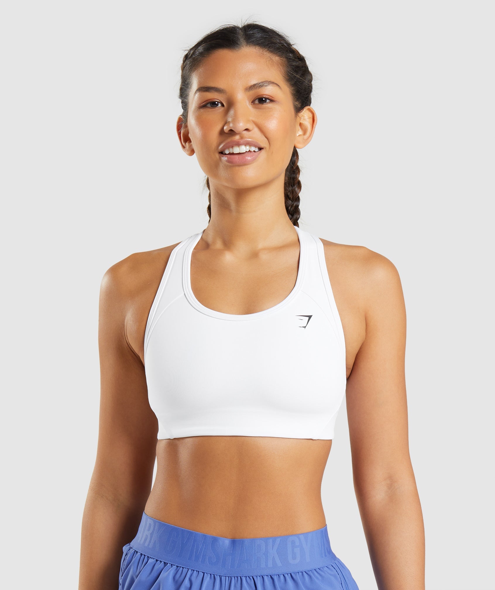 White Women's Gymshark Essential Racer Back Sports Bra | VTGJZN-693