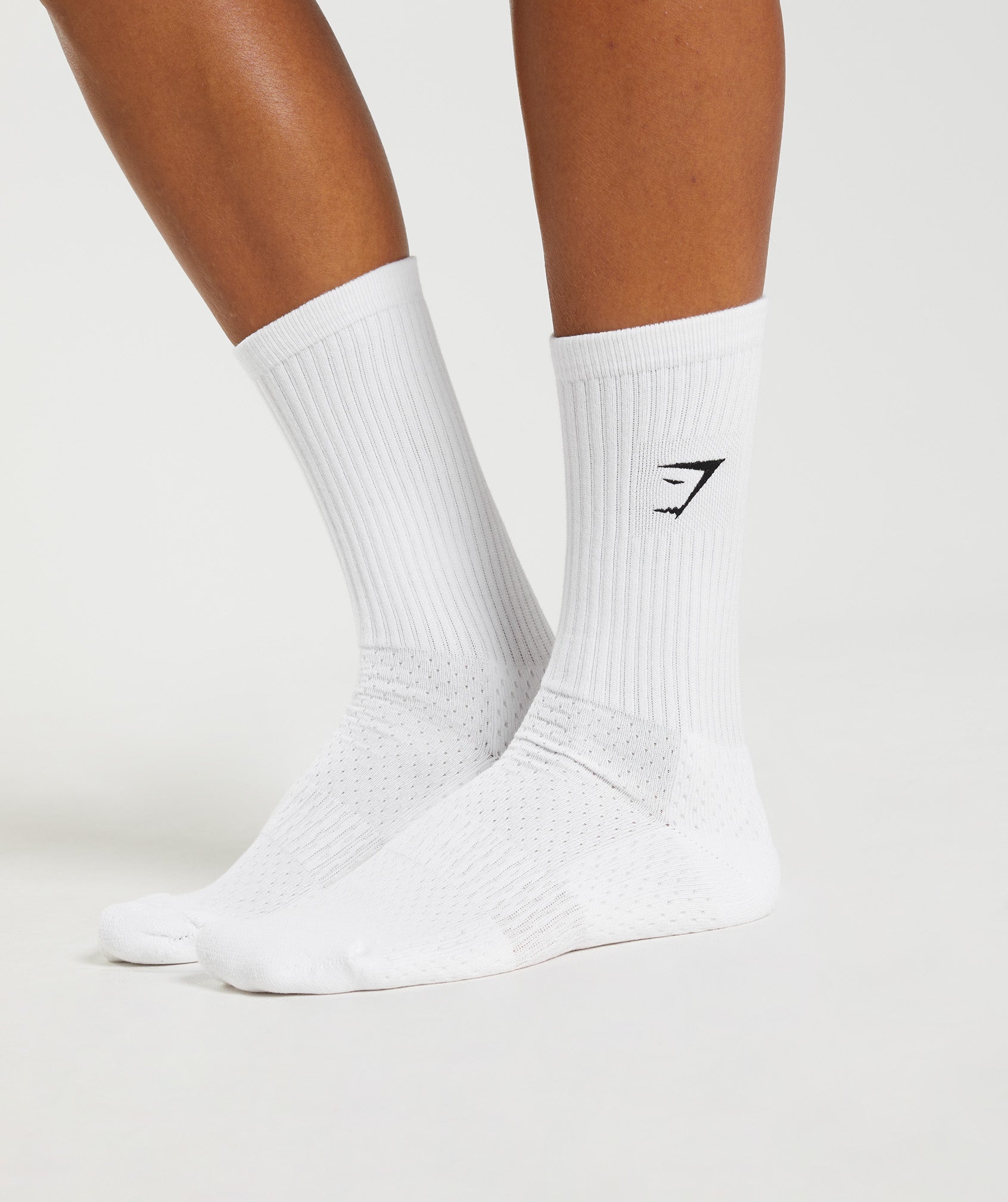 White Women's Gymshark Premium Sharkhead Crew Single Socks | UZDRBH-517