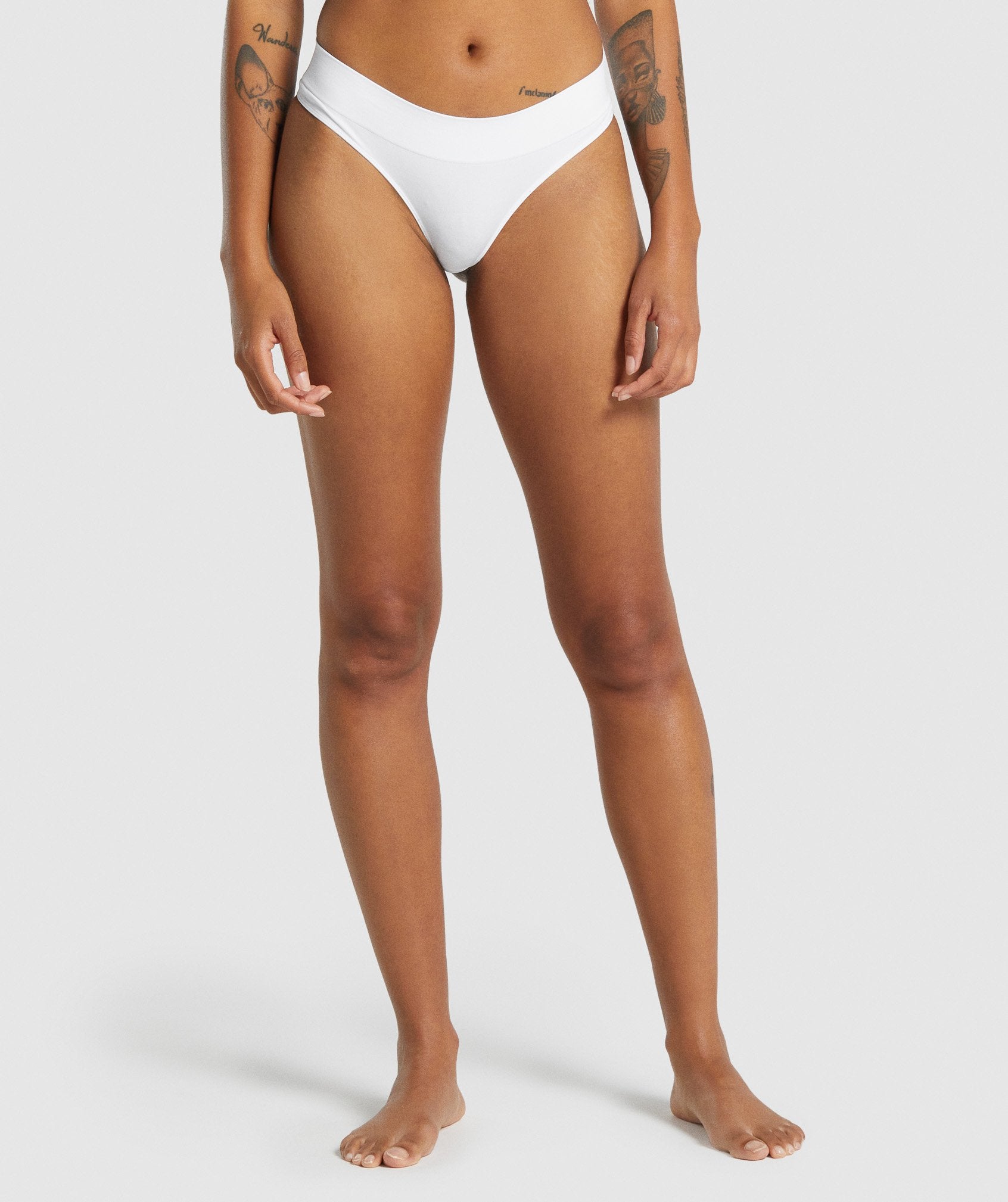 White Women's Gymshark Seamless Thong Underwear | WNJCKU-284