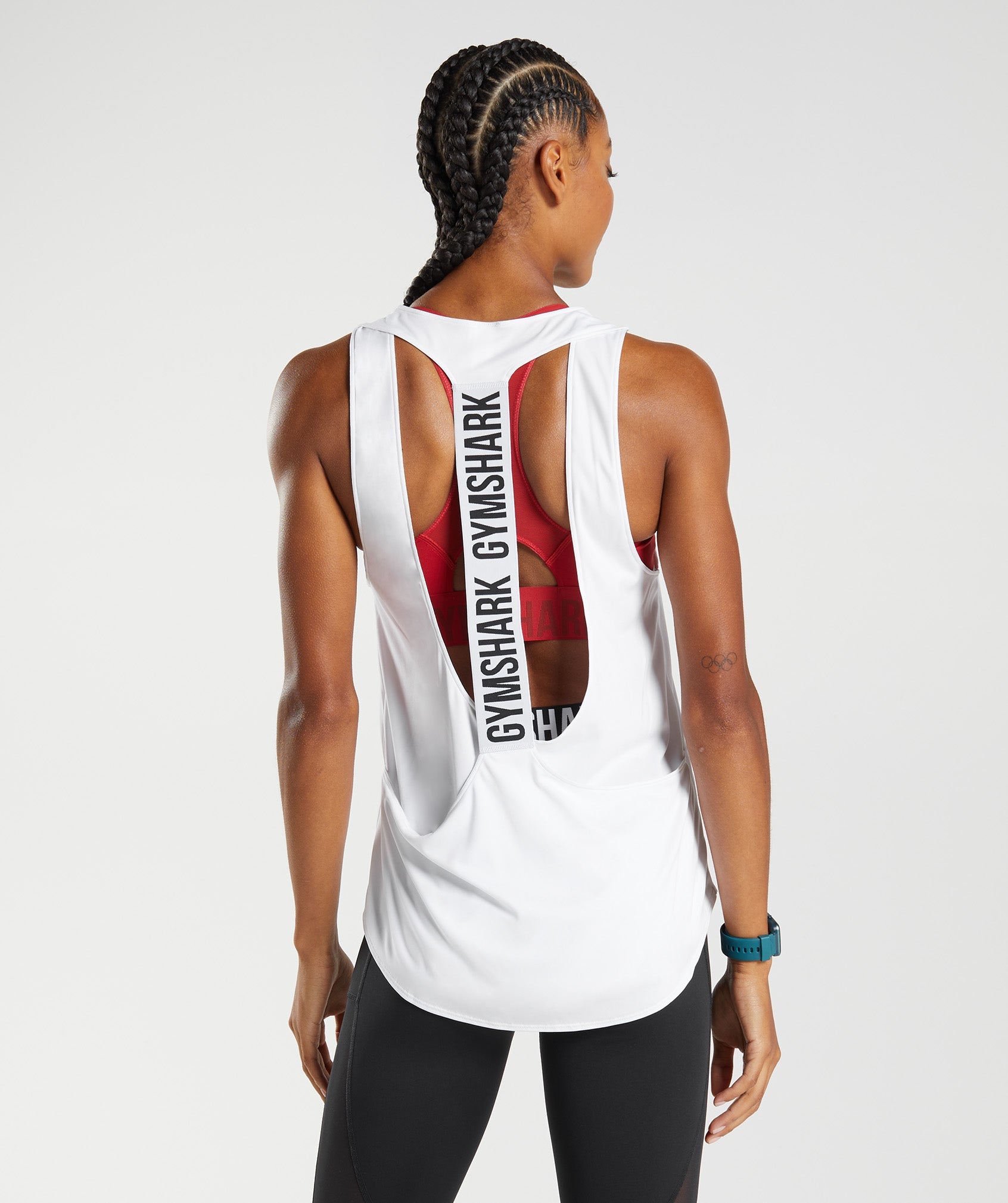 White Women's Gymshark Training Brandmark Tanks | XDUPVW-947