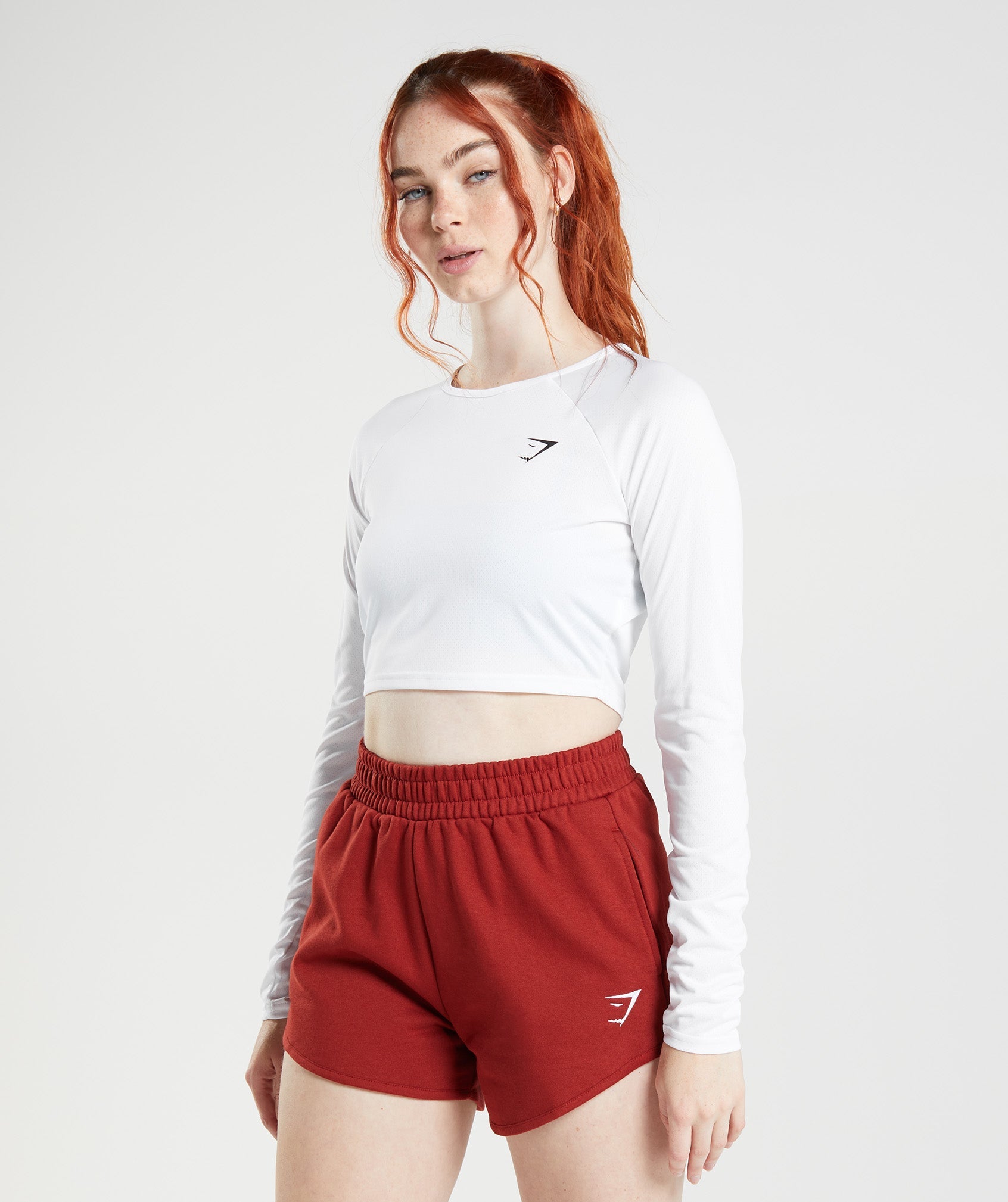 White Women's Gymshark Training Long Sleeve Crop Tops | JSHWCT-601