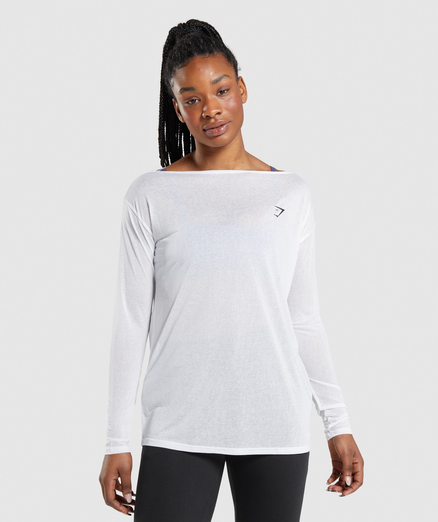 White Women's Gymshark Training Oversized Long Sleeve Tops | IZJNVL-235