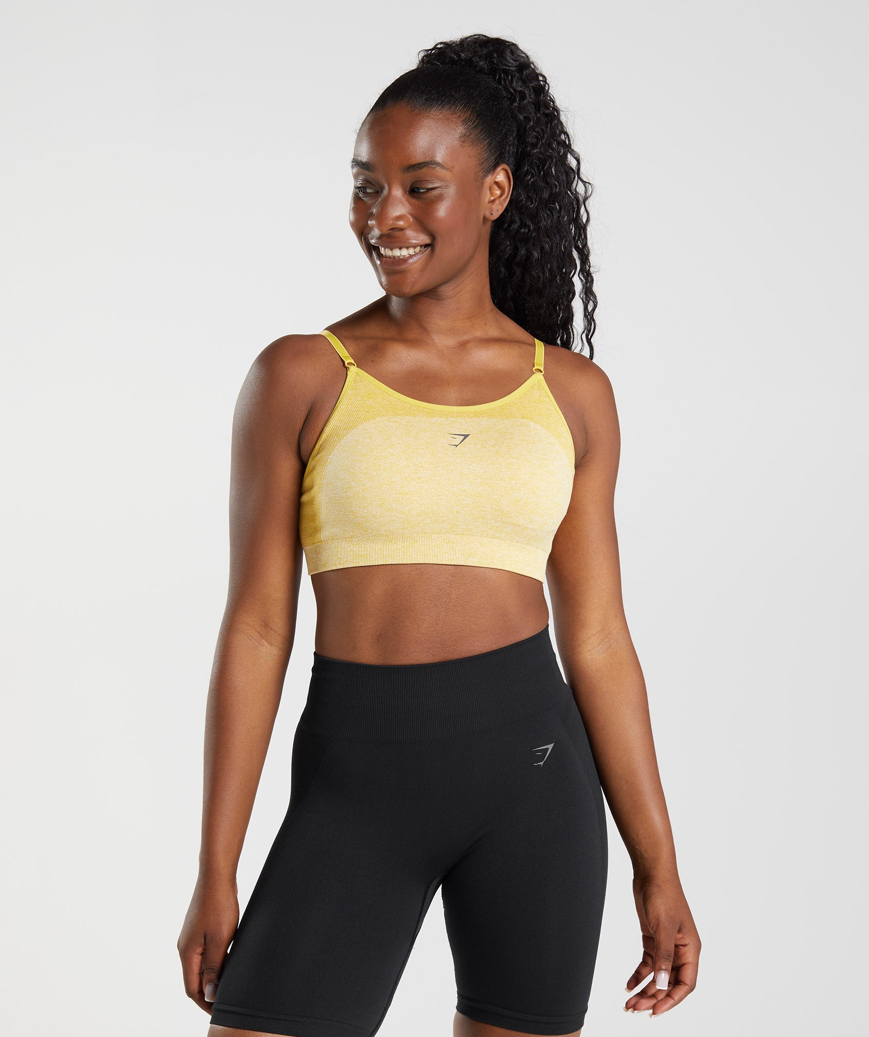 Yellow Women's Gymshark Flex Strappy Sports Bra | IKYOAX-176