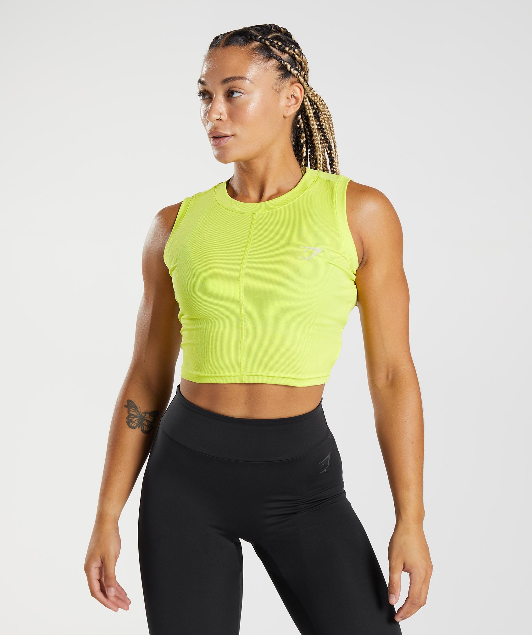 Yellow Women's Gymshark GS Power Ribbed Midi Tanks | GJVLTP-053