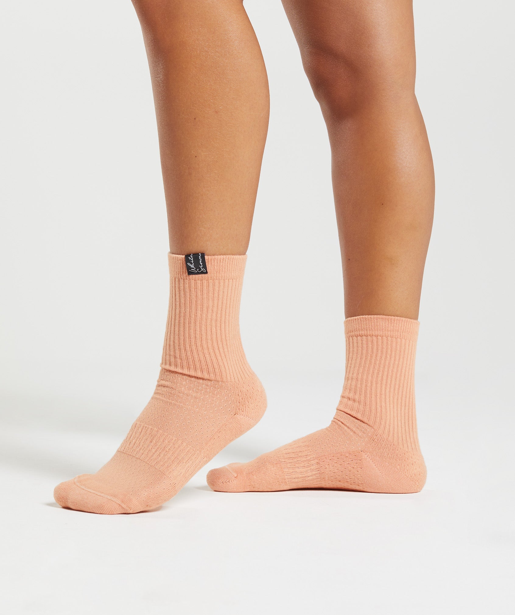 Beige Women's Gymshark Whitney Tab Crew 1pk Socks | TVRKPJ-163