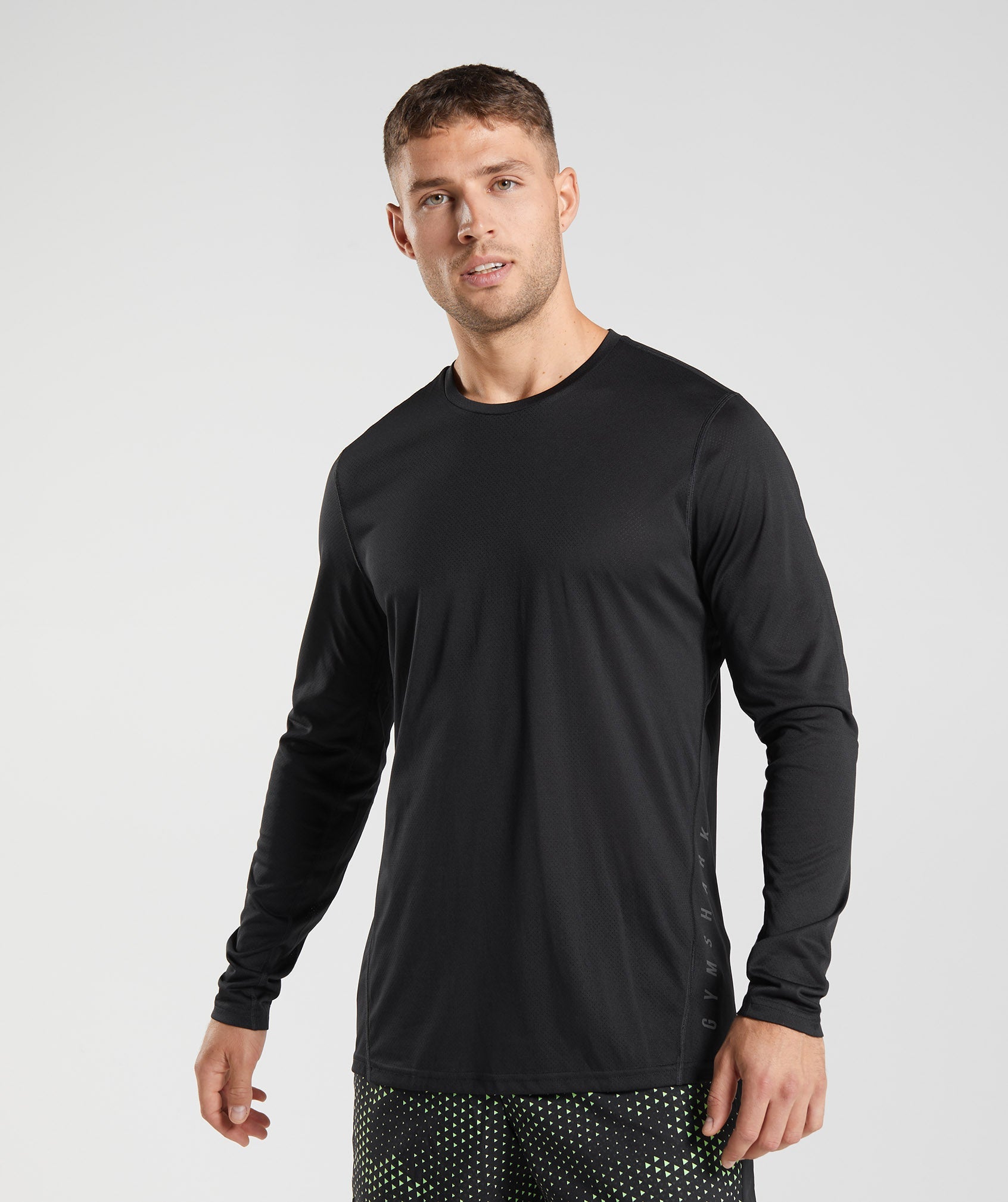 Black / Black Men\'s Gymshark Sport Long Sleeve T Shirts | BEFGKO-498