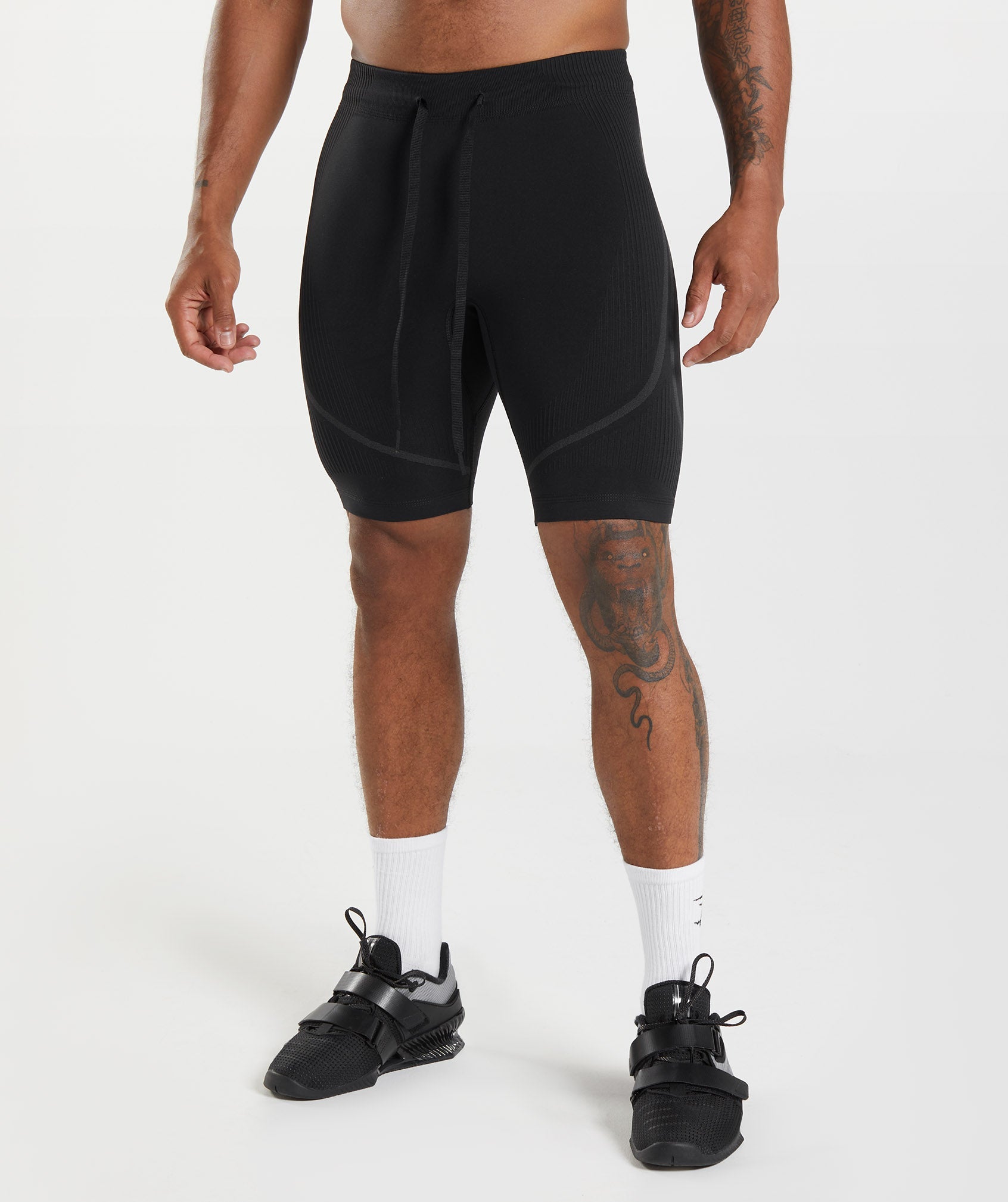 Black / Grey Men's Gymshark 315 Seamless 1/2 Shorts | CDJMIT-059