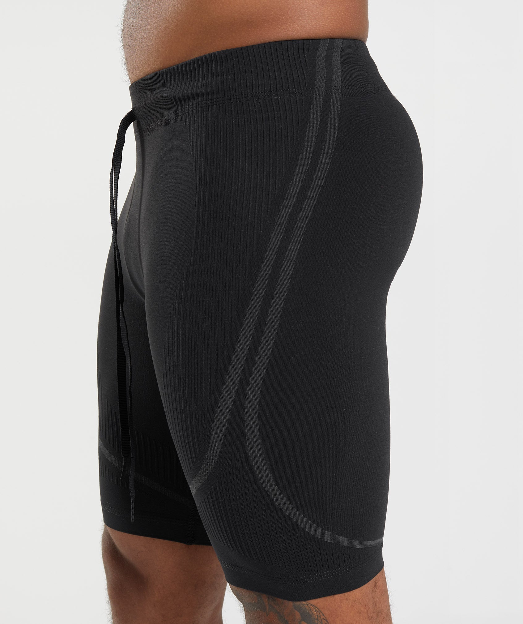 Black / Grey Men's Gymshark 315 Seamless 1/2 Shorts | CDJMIT-059