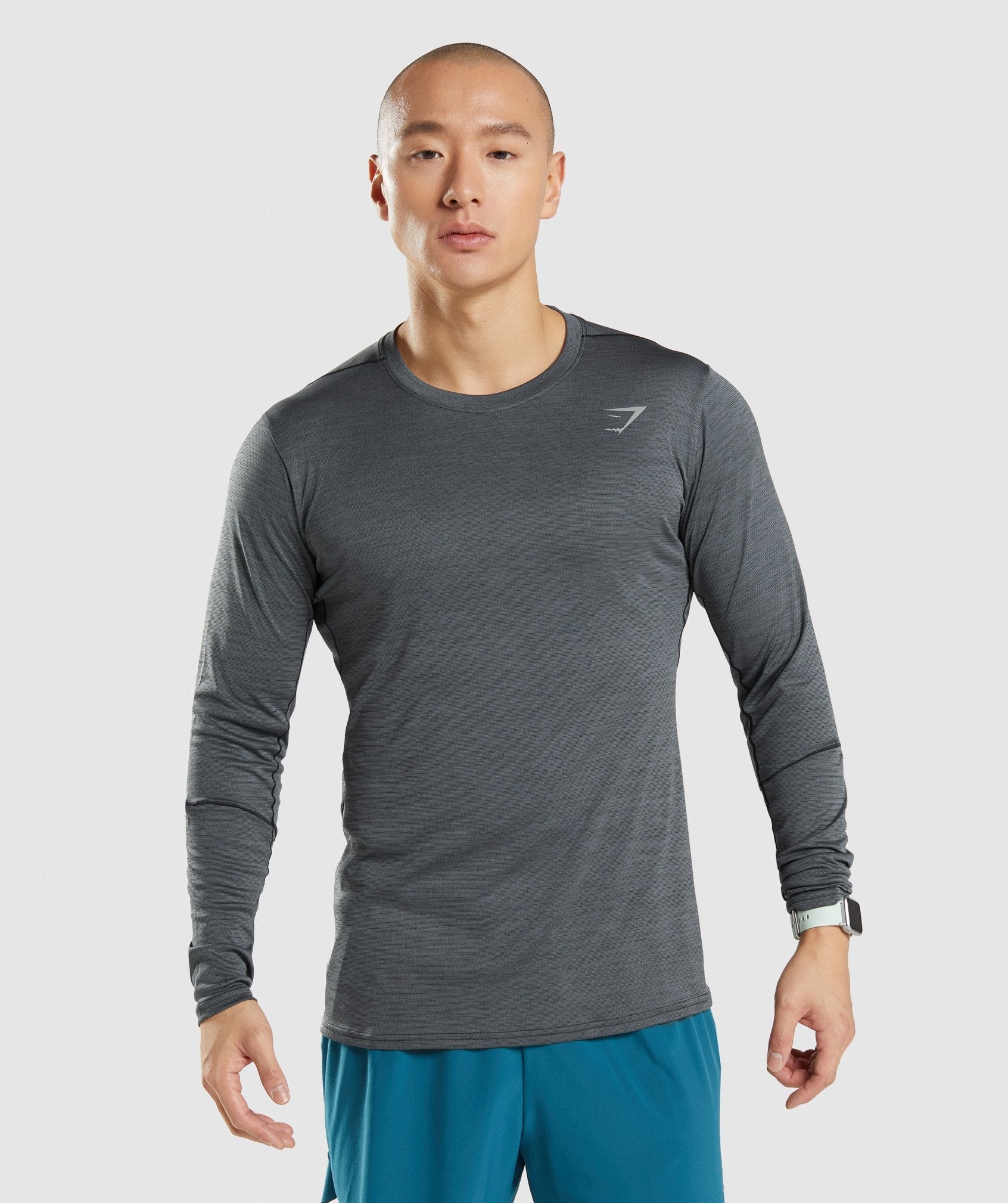 Black / Grey Men\'s Gymshark Speed Long Sleeve T Shirts | IDPEMX-627