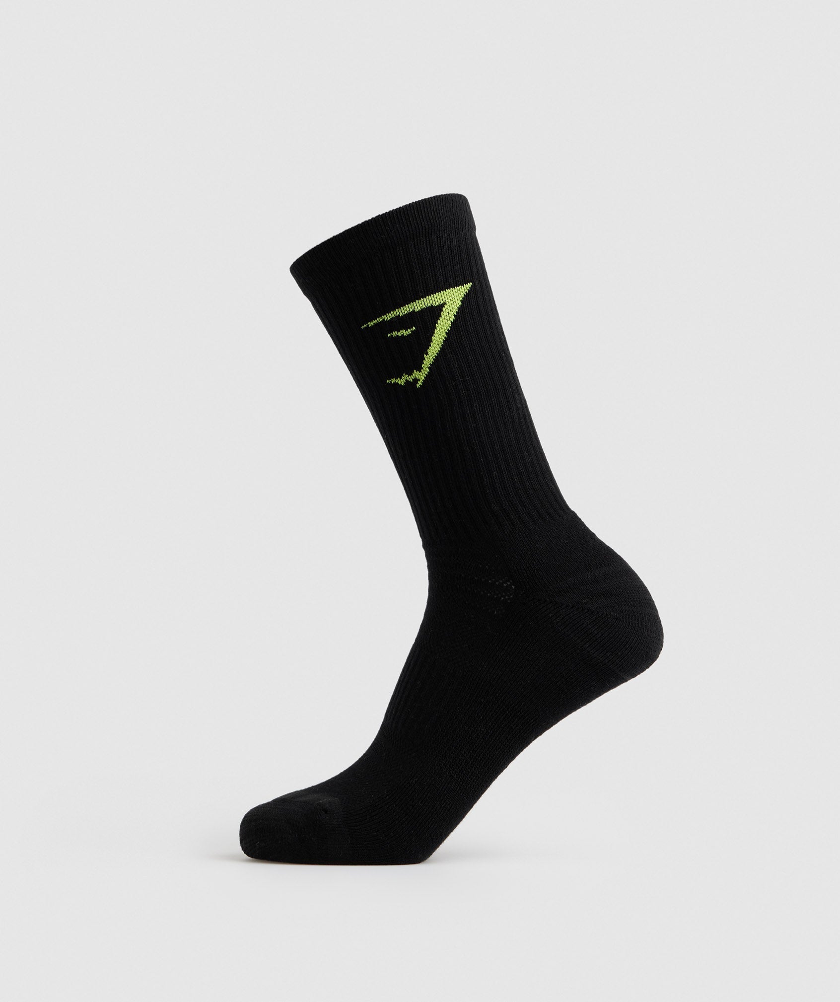 Black / Light Grey / Green Women's Gymshark Crew 3pk Socks | QHBRSP-874