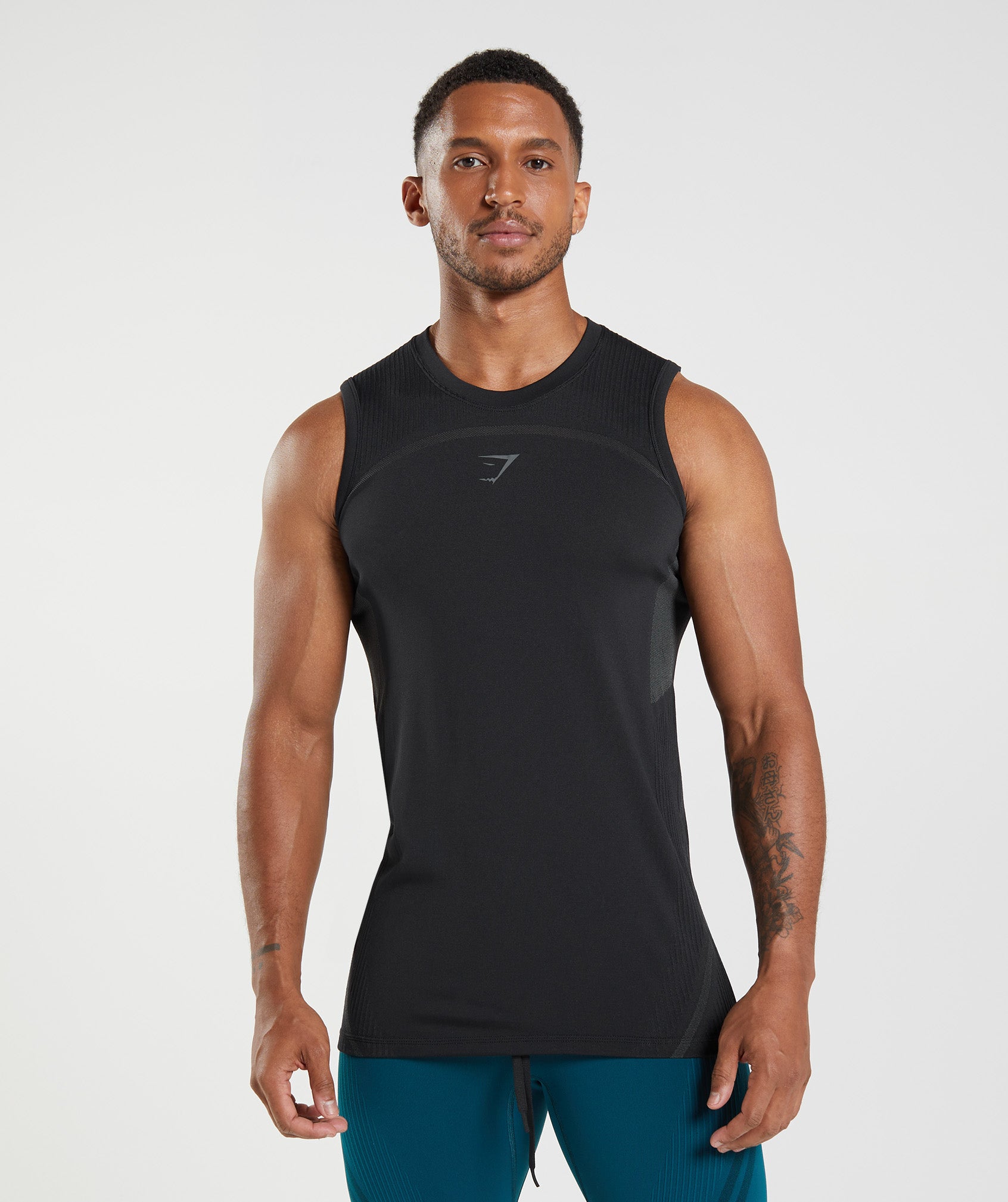 Black Men's Gymshark 315 Seamless Tanks | CUQZRK-524