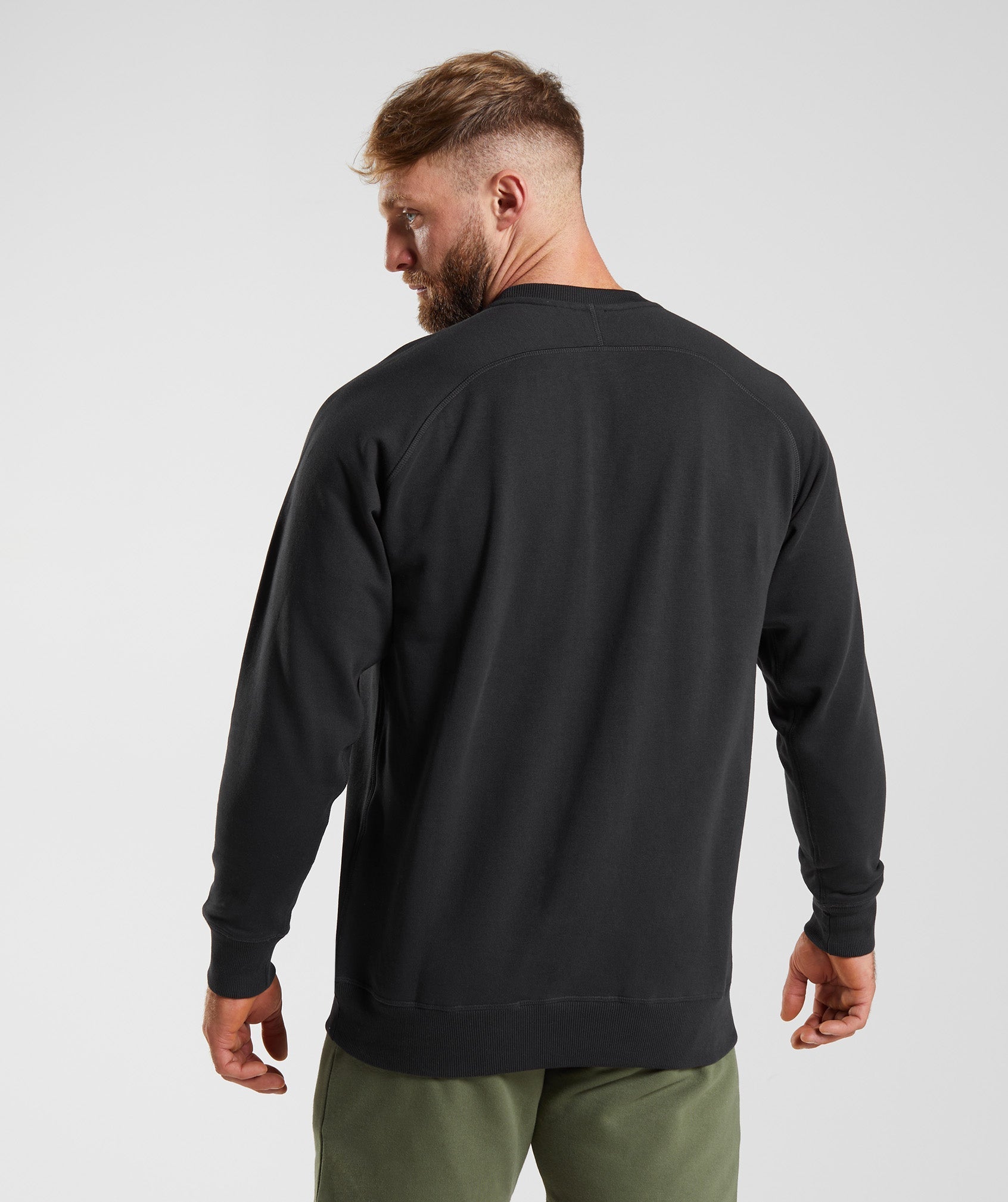 Black Men's Gymshark Apollo Crew Sweatshirts | XAQLPG-916