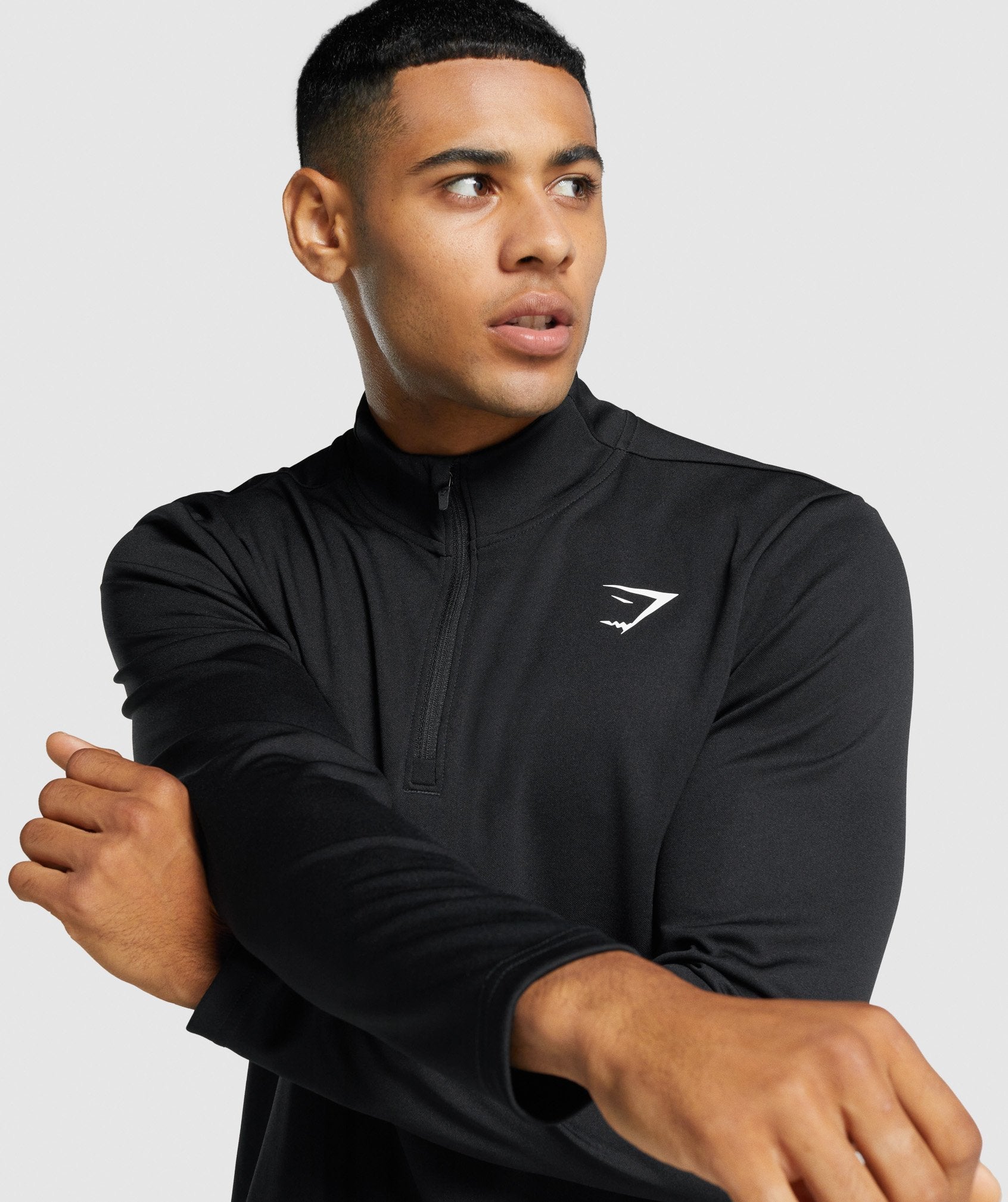 Black Men's Gymshark Arrival 1/4 Zip Pullover Sweatshirts | JLVNCT-408