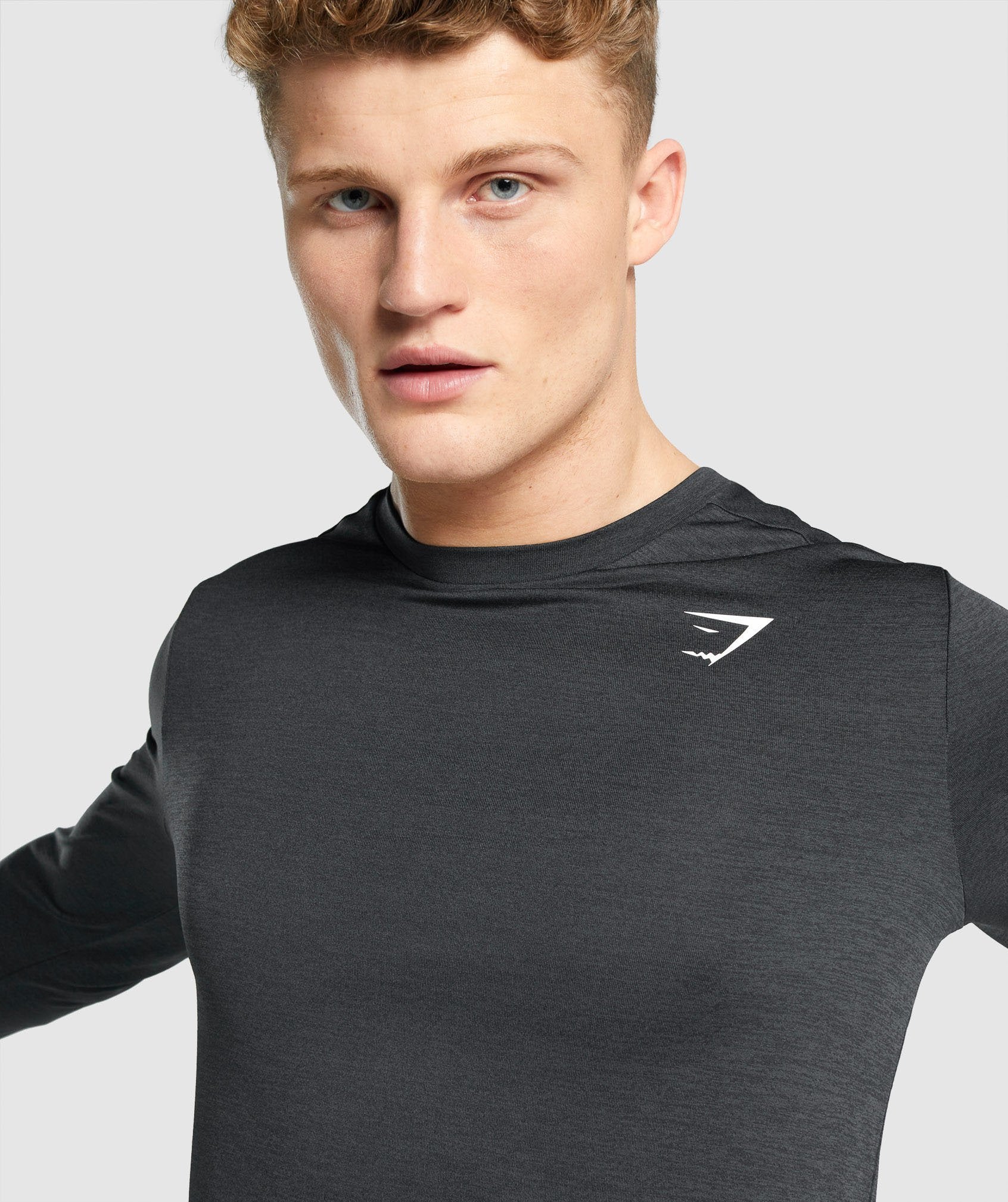 Black Men's Gymshark Arrival Marl Long Sleeve T Shirts | YJMCBZ-269