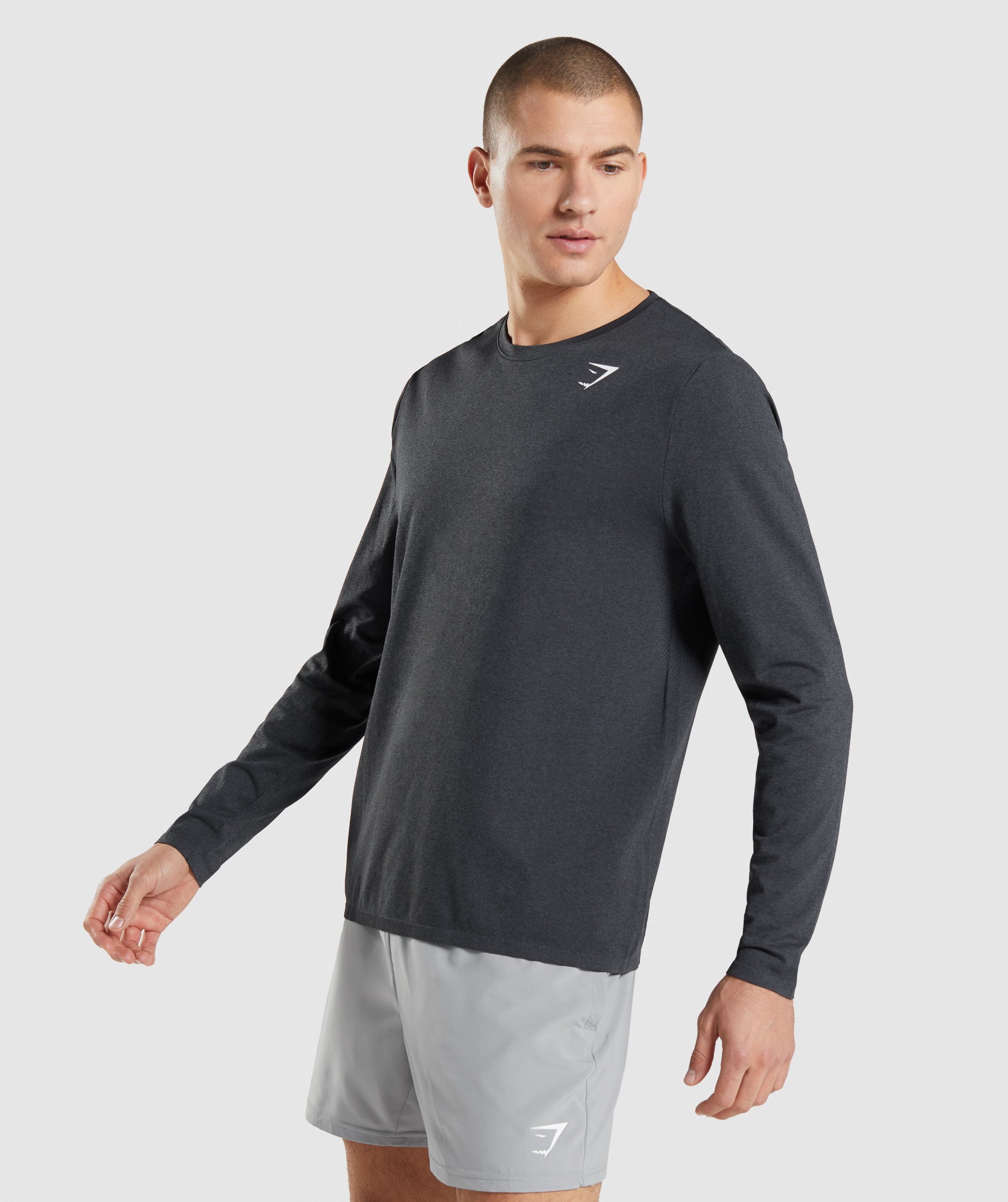 Black Men's Gymshark Arrival Seamless Long Sleeve T Shirts | RPACIO-539