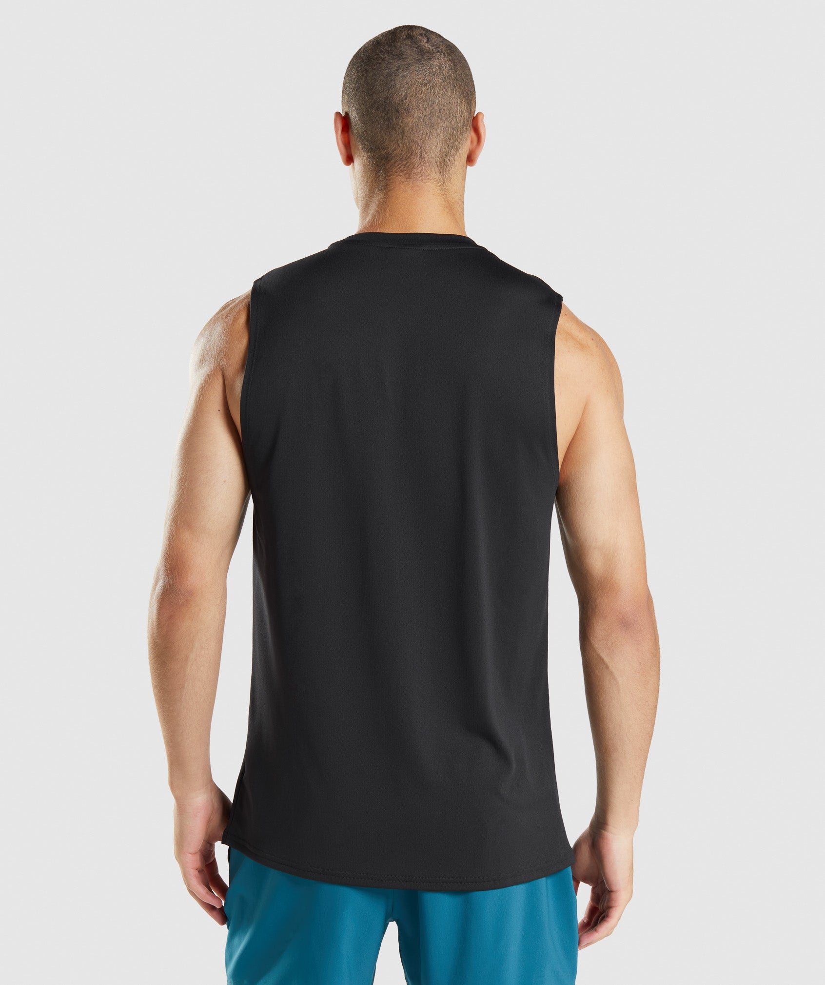 Black Men's Gymshark Arrival Sleeveless T Shirts | XFQLCV-413