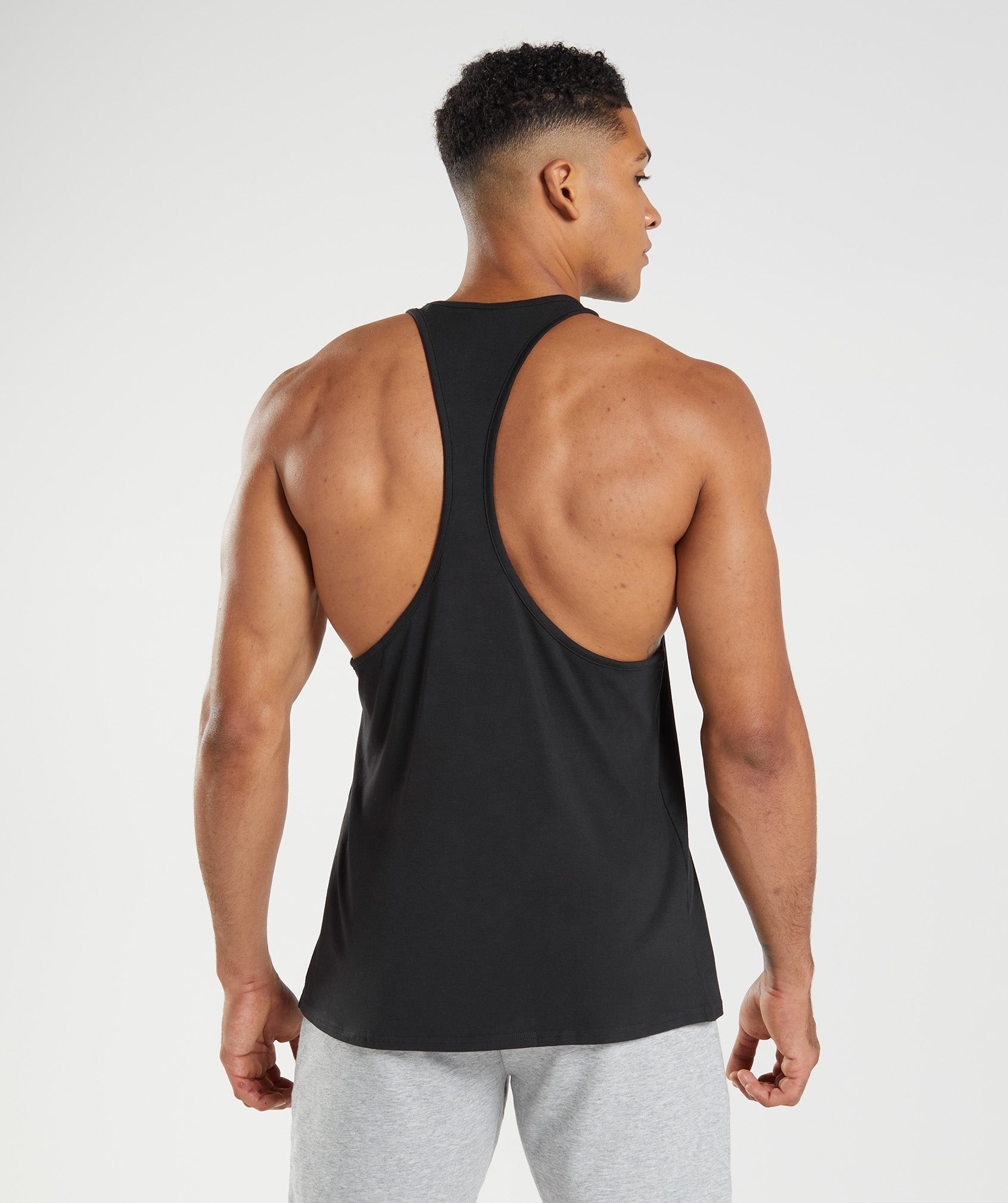 Black Men's Gymshark Block Stringer Vest | IZNMAV-153