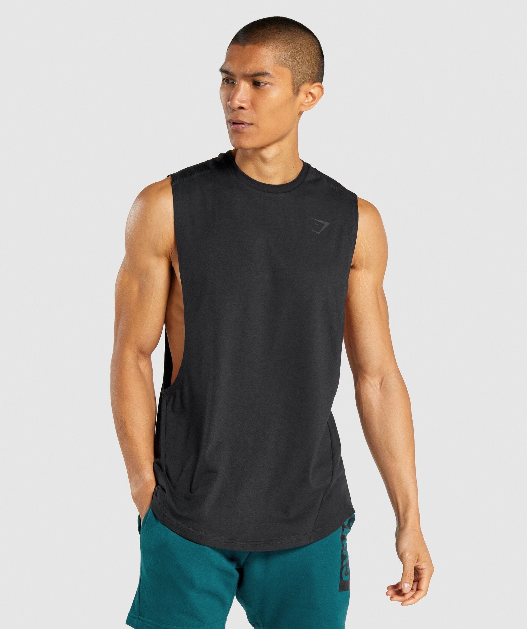 Black Men\'s Gymshark Bold Drop Arm Tanks | INEBQY-507