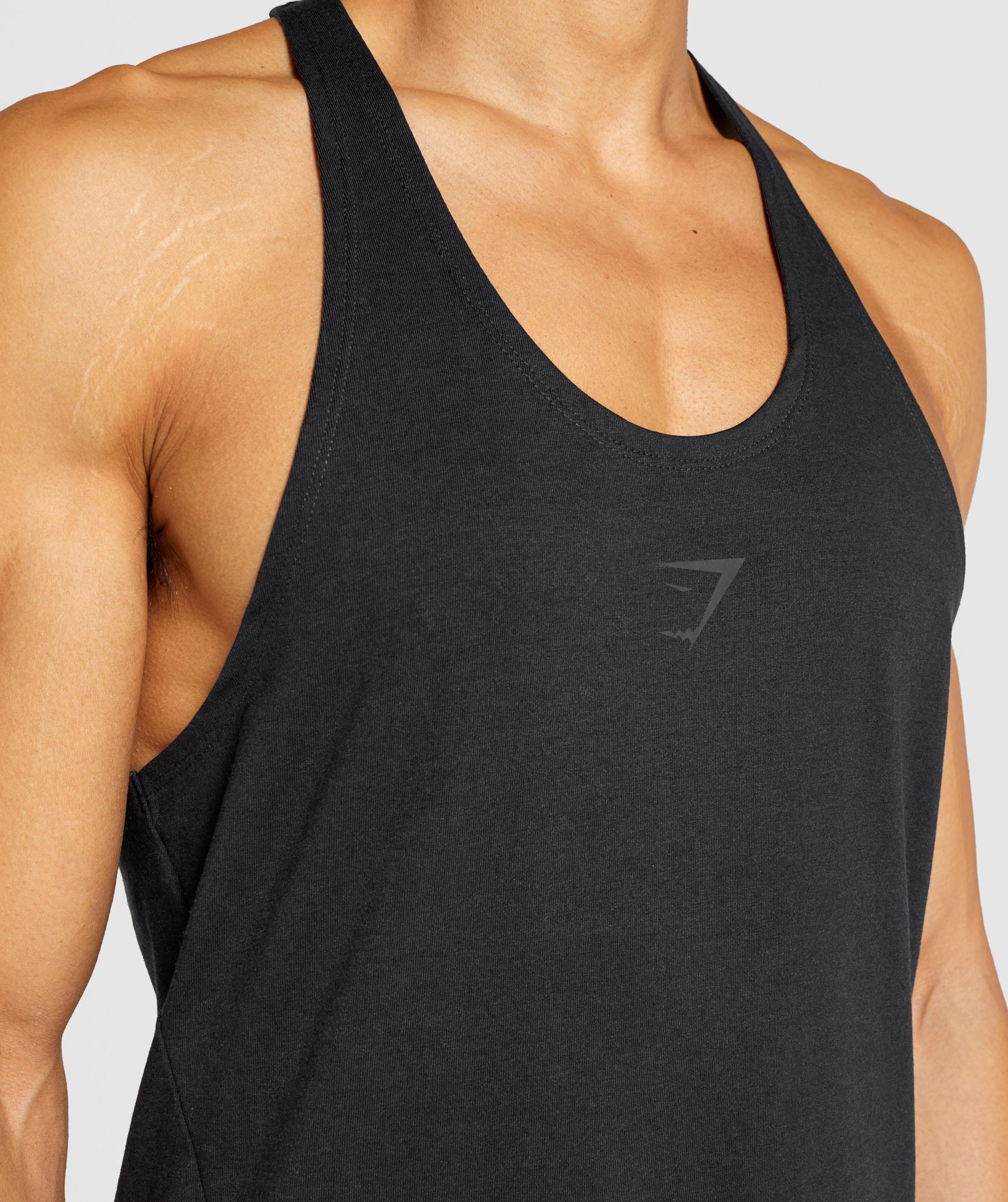 Black Men's Gymshark Bold Stringer Vest | LAVIBU-371