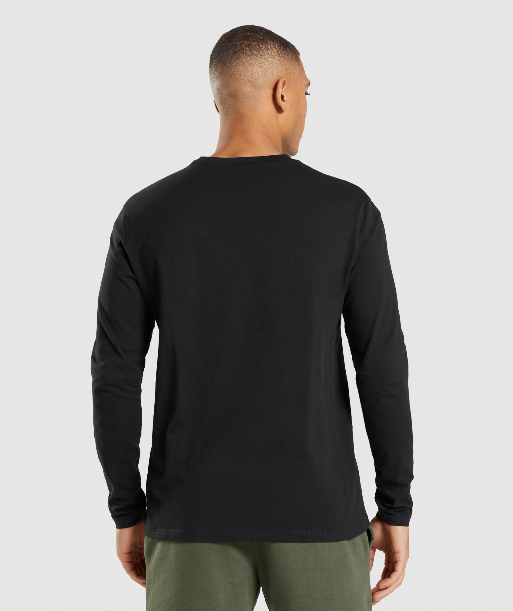 Black Men's Gymshark Crest Long Sleeve T Shirts | ZRTPEJ-756