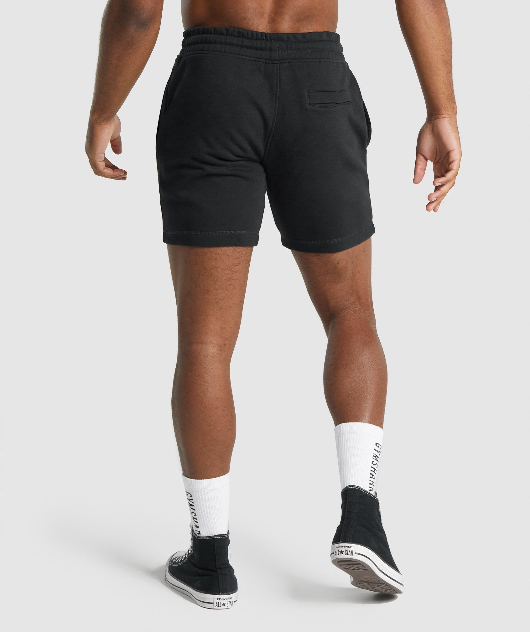 Black Men's Gymshark Crest Shorts | QYDCEG-137