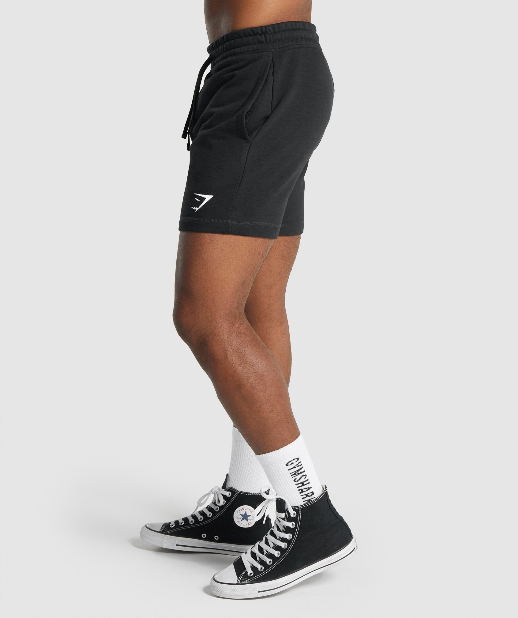 Black Men's Gymshark Crest Shorts | QYDCEG-137