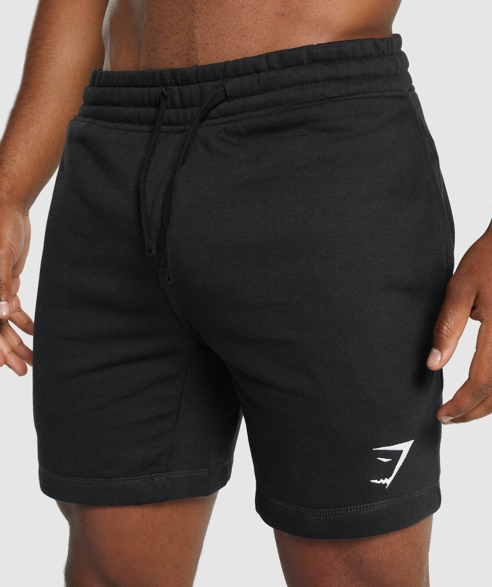 Black Men's Gymshark Crest Shorts | QYDCEG-137