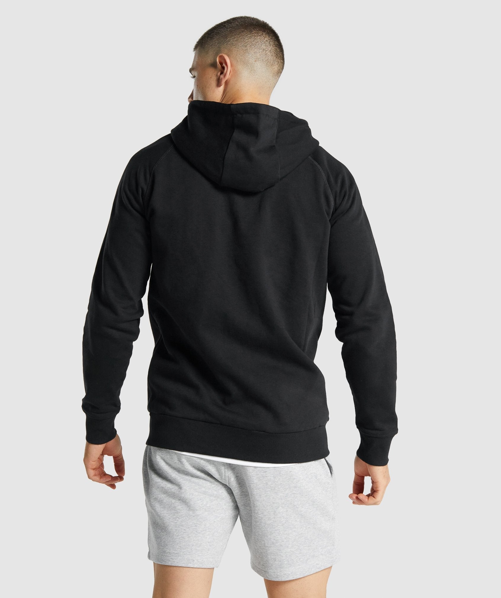 Black Men's Gymshark Crest Zip Up Hoodie | HDVQGL-794