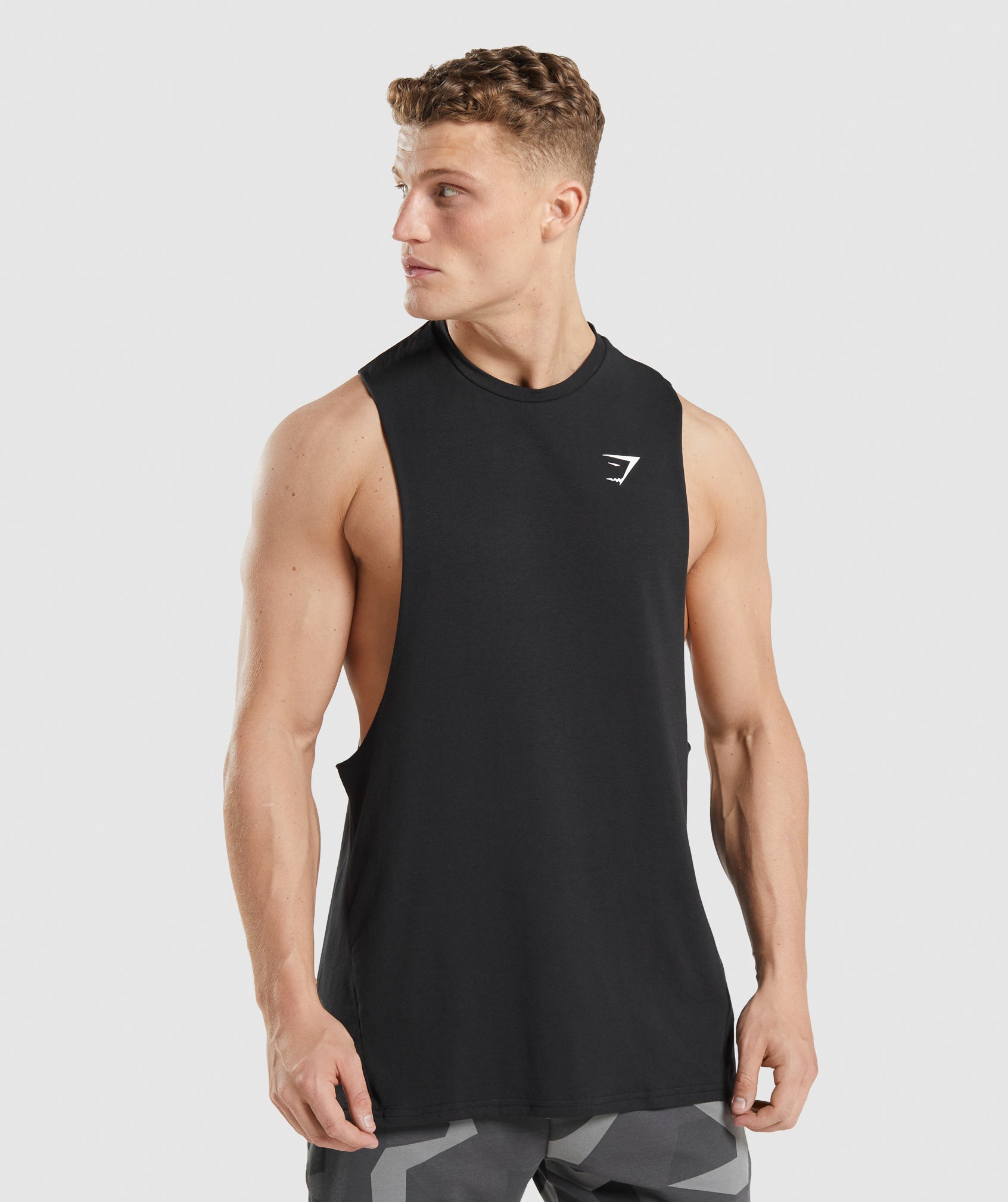 Black Men\'s Gymshark Critical 2.0 Drop Arm Tanks | FGXMVO-826