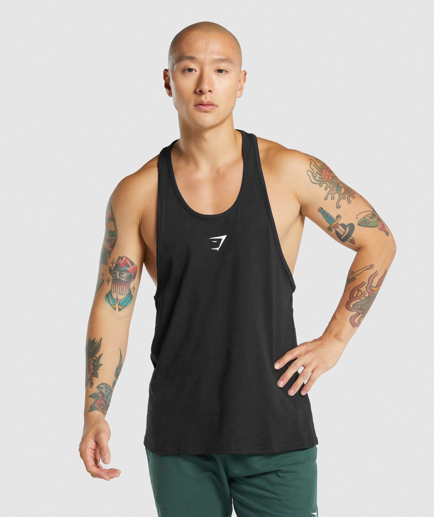 Black Men\'s Gymshark Critical 2.0 Stringer Vest | QLSUCG-047