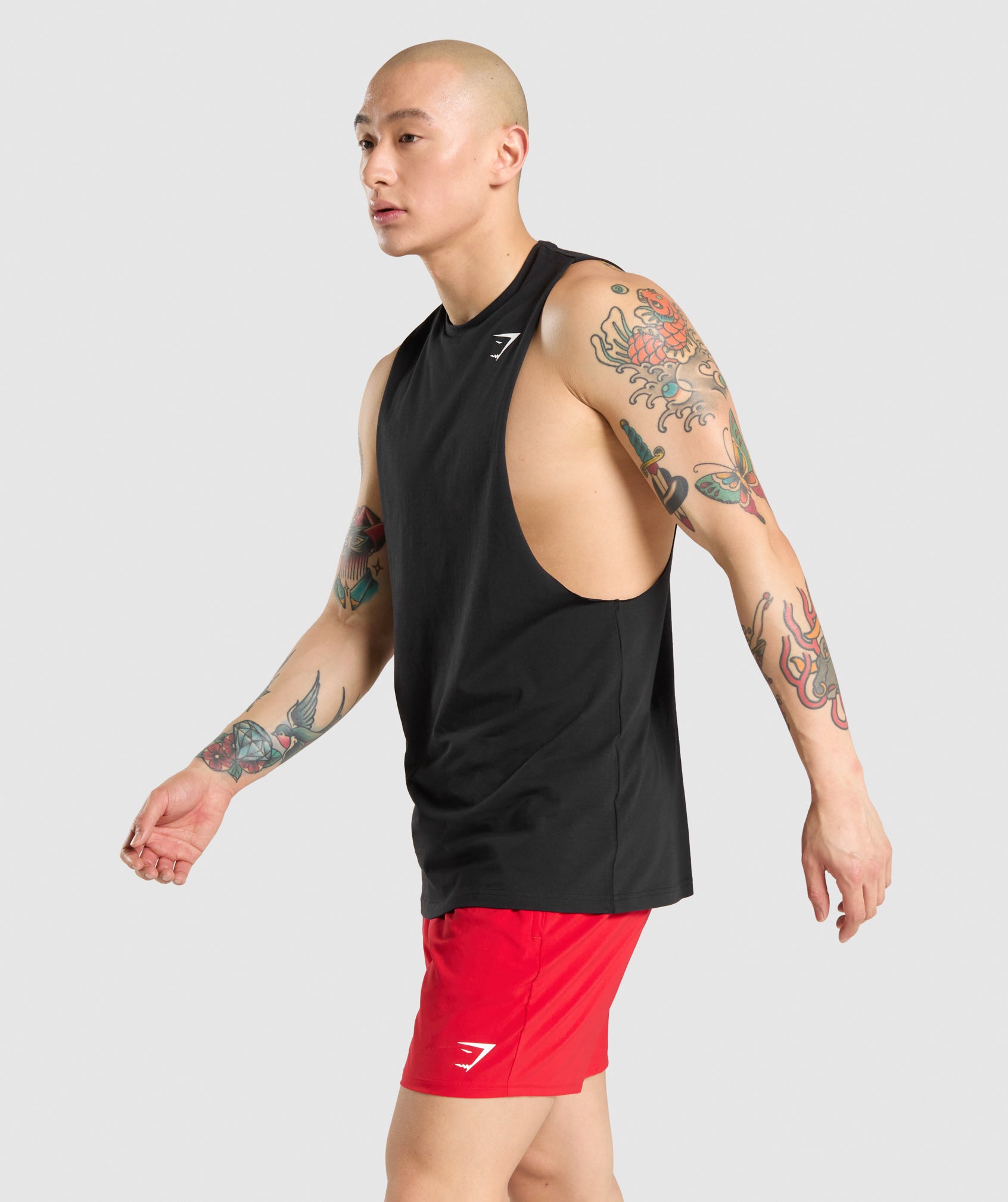 Black Men's Gymshark Critical Drop Arm Tanks | JGRCSV-627