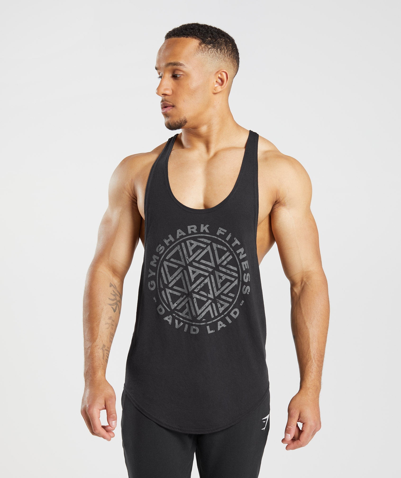 Black Men's Gymshark GS x David Laid Stringer Vest | NDOIKP-124