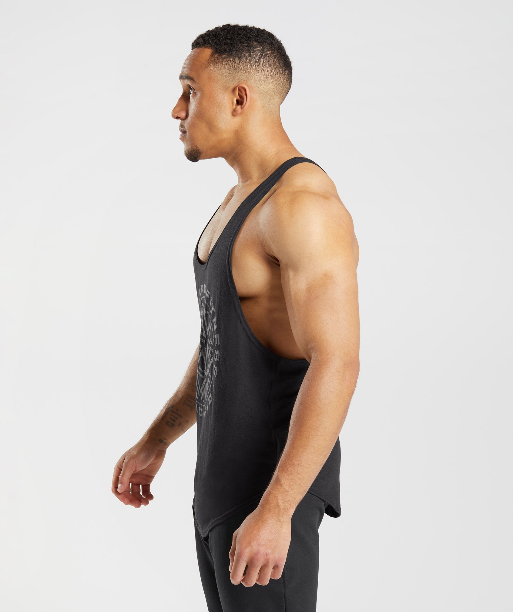 Black Men's Gymshark GS x David Laid Stringer Vest | NDOIKP-124