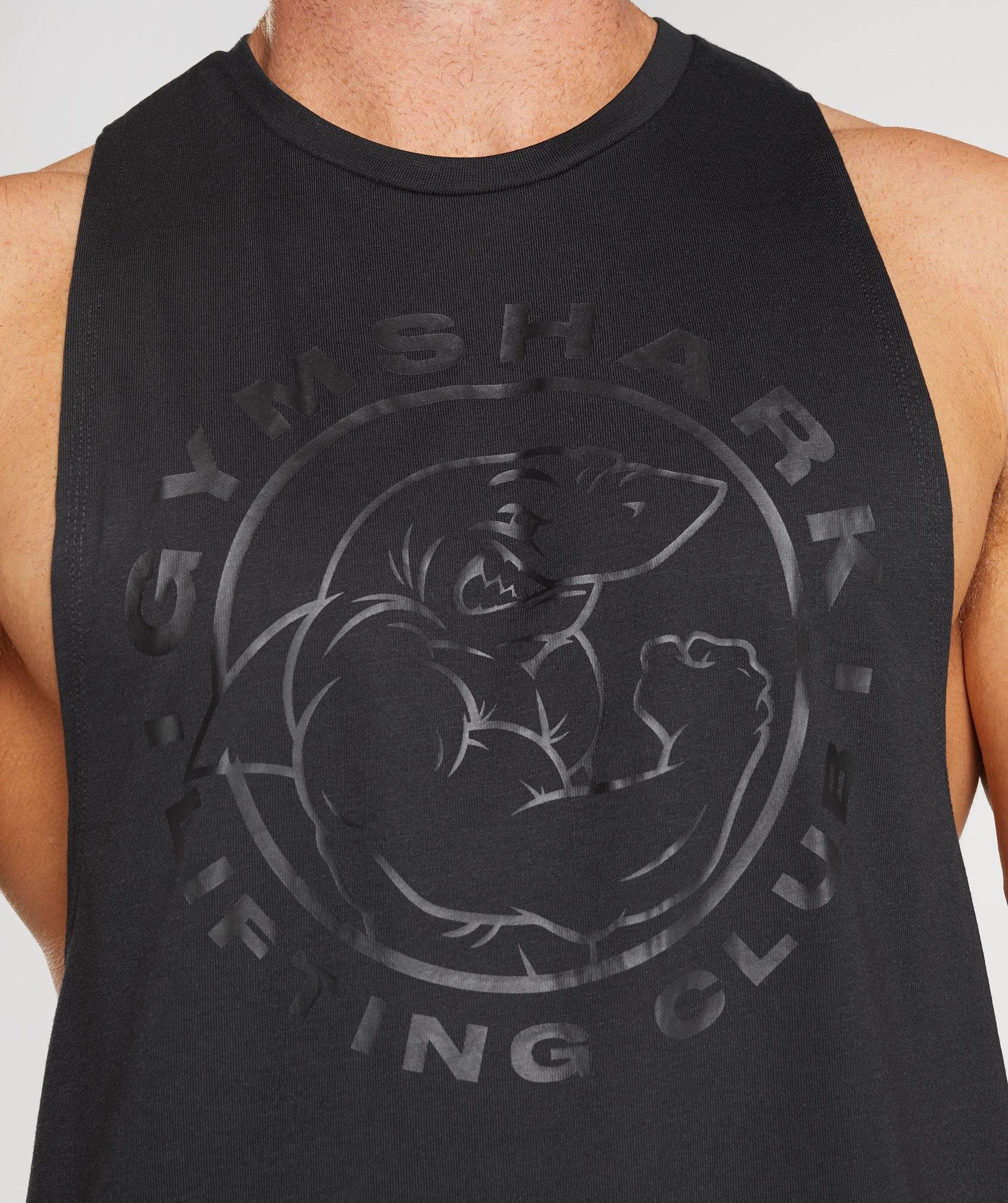 Black Men's Gymshark Legacy Drop Arm Tanks | IYUWSD-315