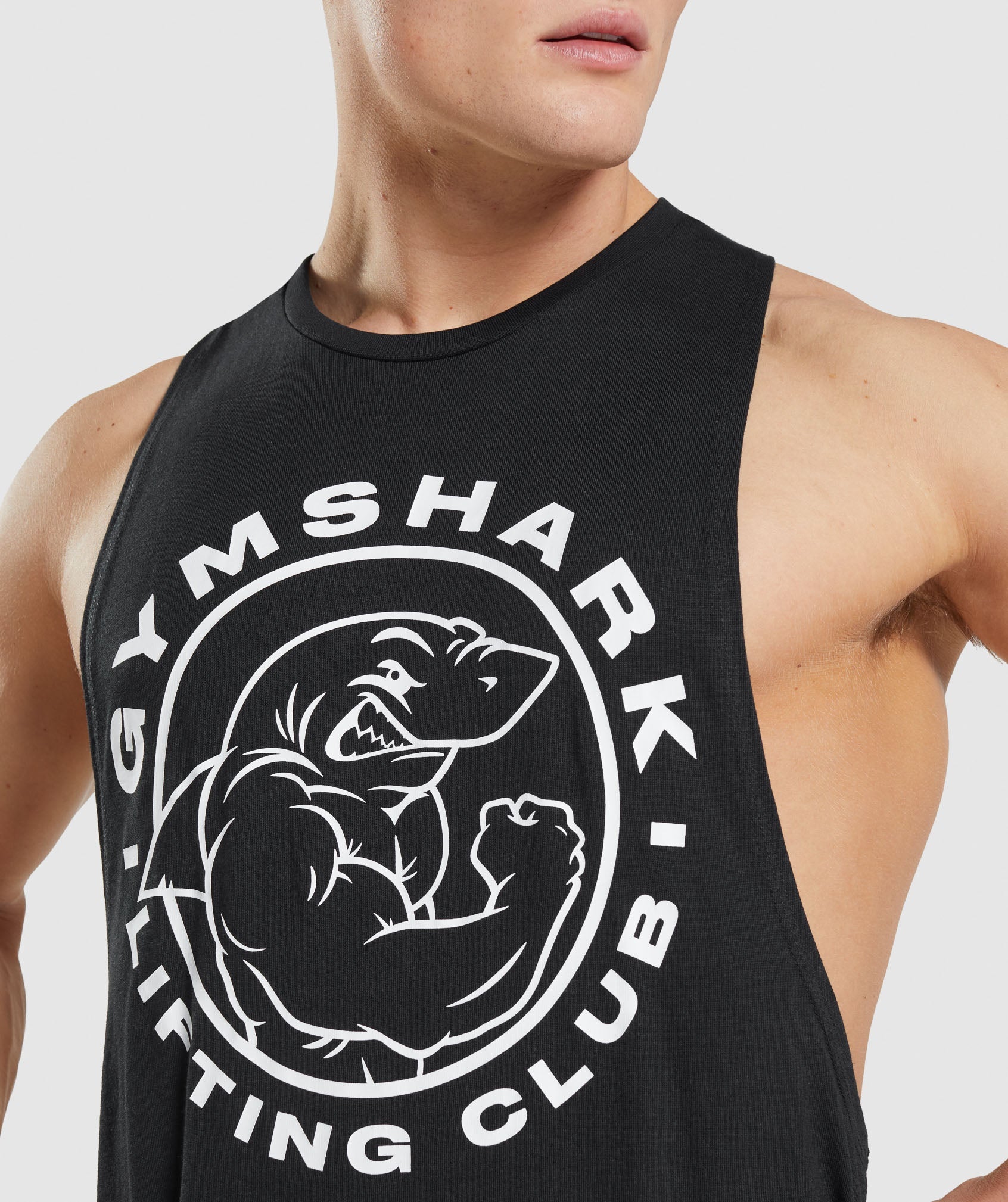 Black Men's Gymshark Legacy Drop Arm Tanks | LHCTAN-243