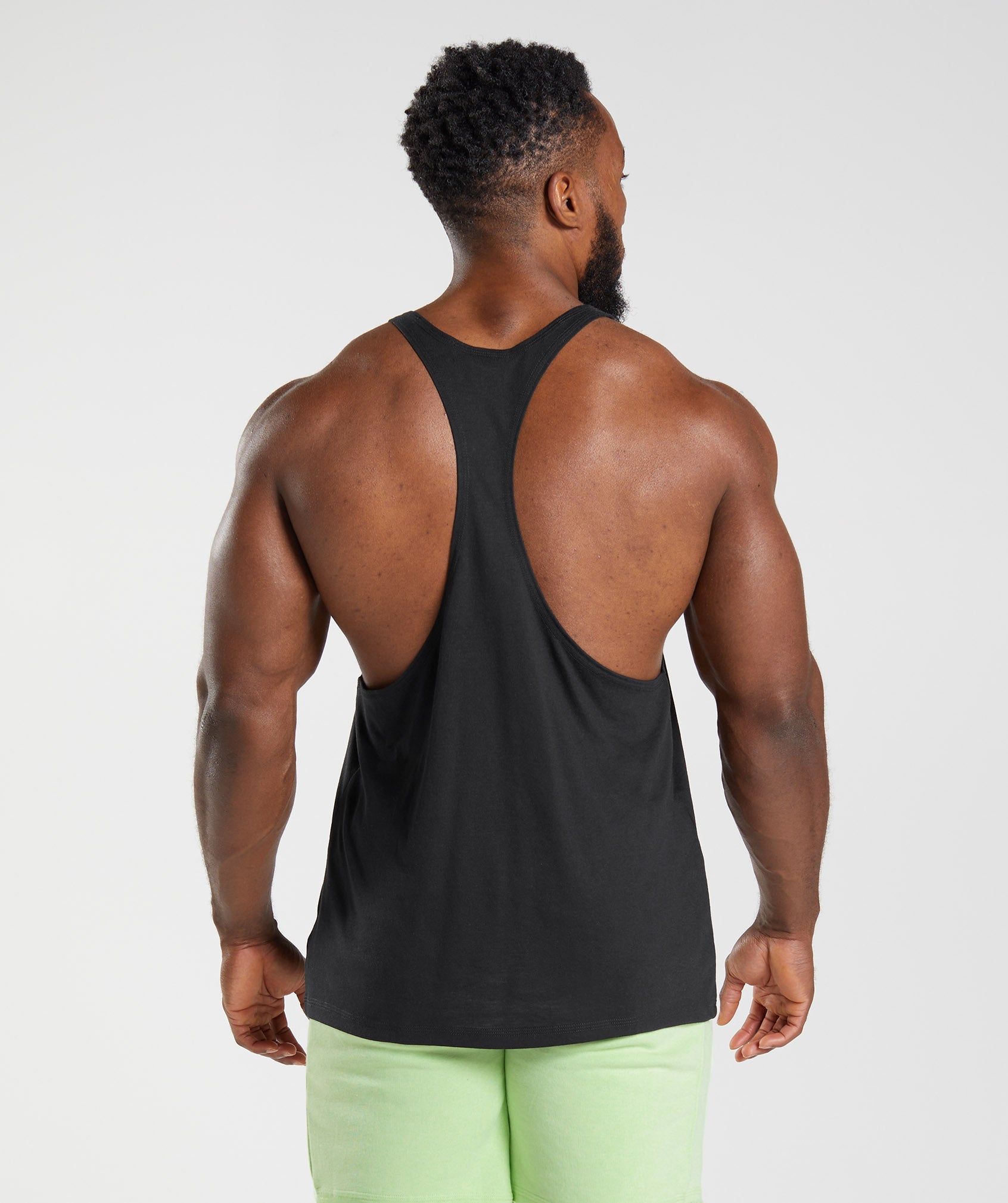 Black Men's Gymshark Legacy Stringer Vest | CBOUZW-185