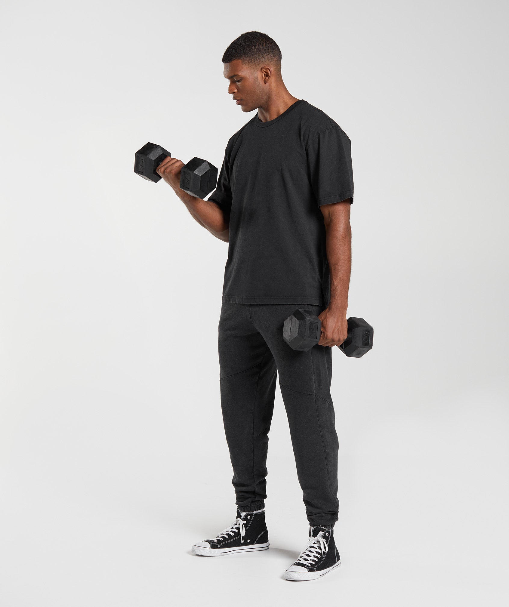 Black Men's Gymshark Power Washed T Shirts | GZRTVE-647