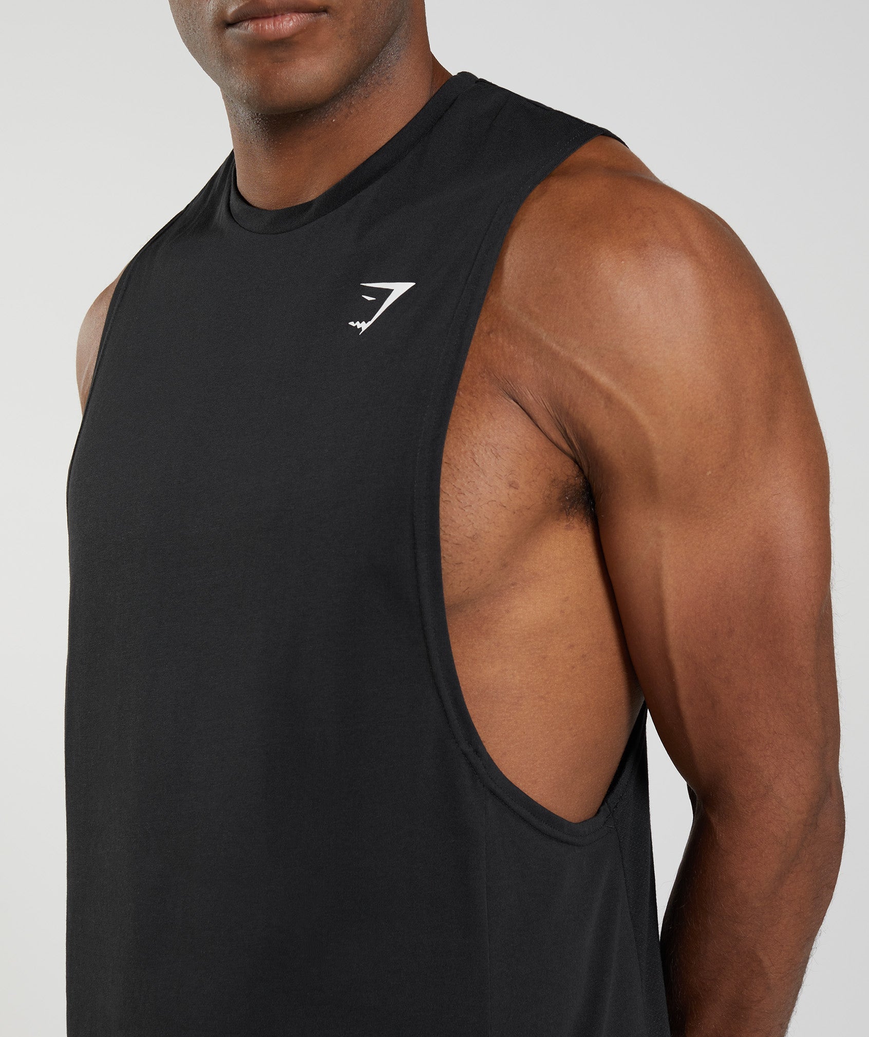 Black Men's Gymshark React Drop Arm Tanks | ZYWFLE-346